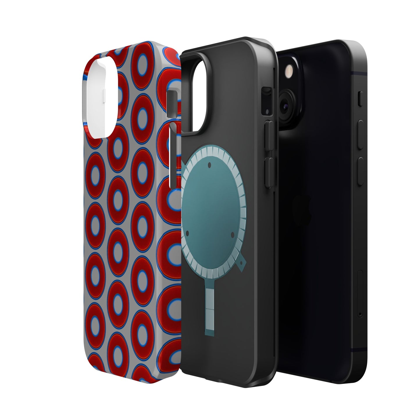 Magnetic Tough Donut Case - red vivid donut print w/light gray background