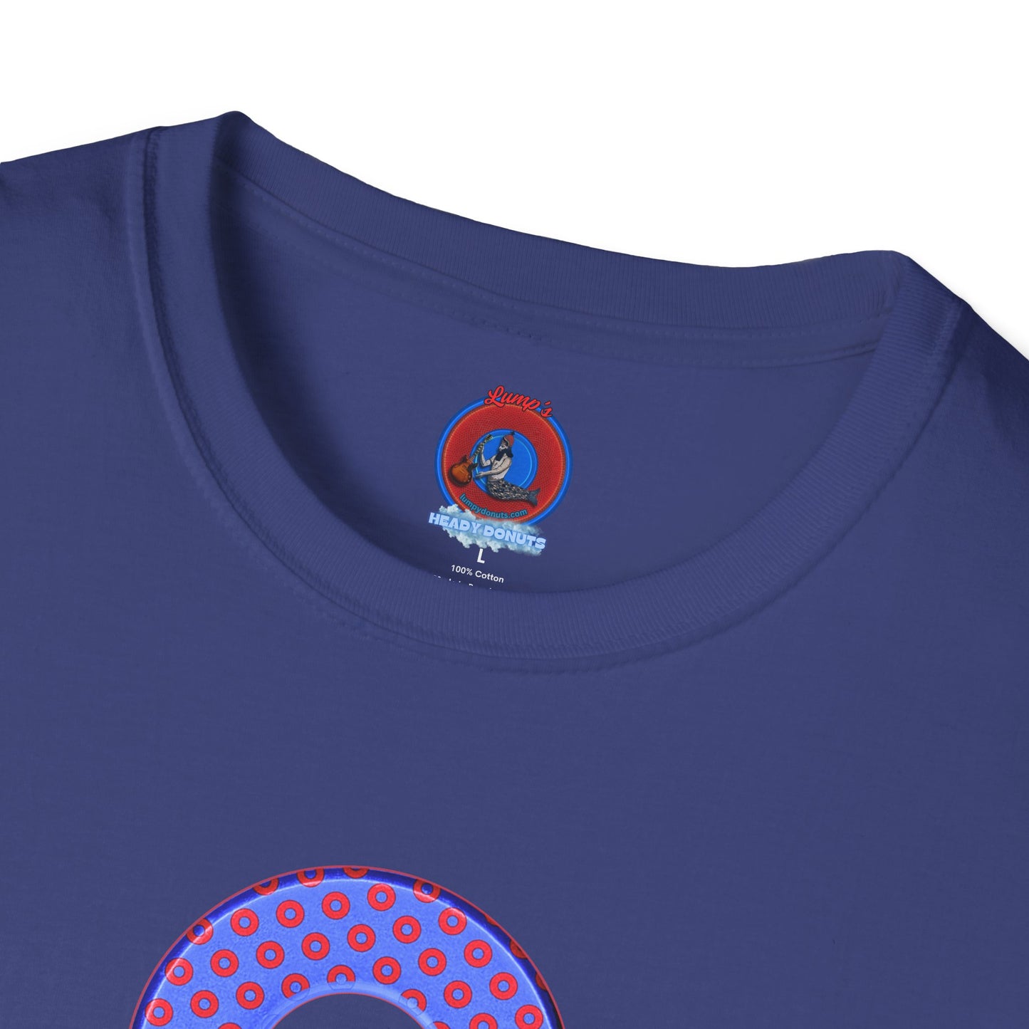 Plain Donuts/Unisex Soft-Style - "Plain Electric Paradoxical Donuts" - bright royal blue/red coral donuts