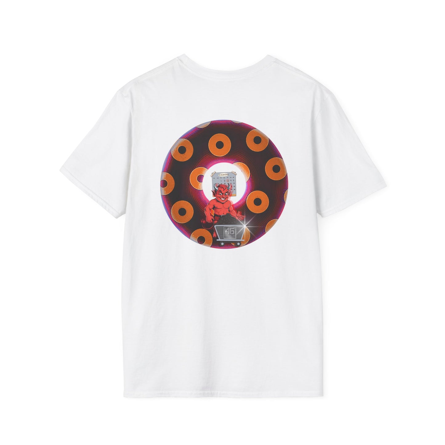 Classic Donut Tee - Unisex Soft-Style - "Every 46th Day Tee Shirt" - paradoxical dark magenta/orange donut