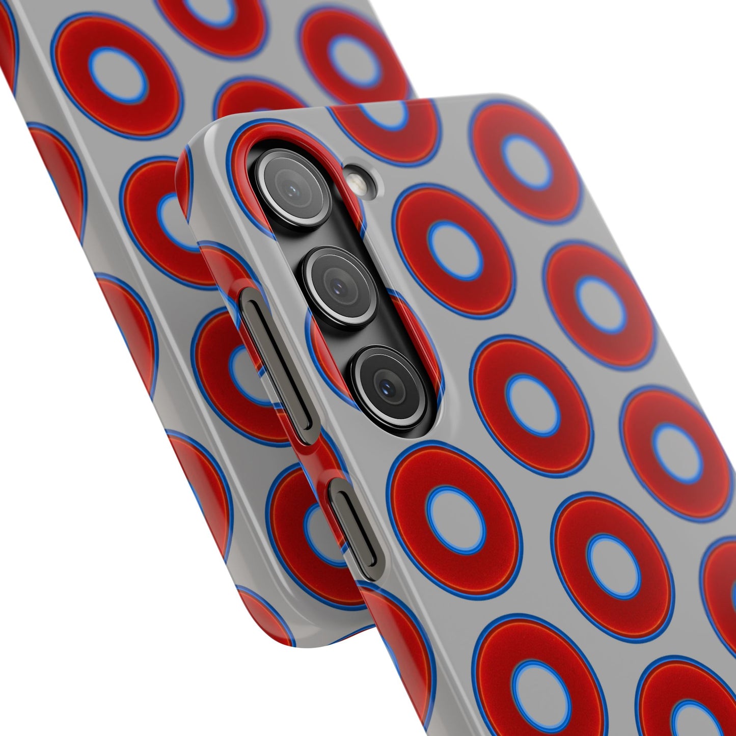 Lumpy Donut Snap Case - red vivid donut print w/light gray background