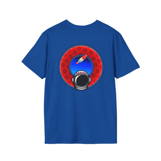 Classic Donut Tee - Unisex Soft-Style - "This is What YEMSG Donuts Smell Like" - red/blue widemouthed paradox donut