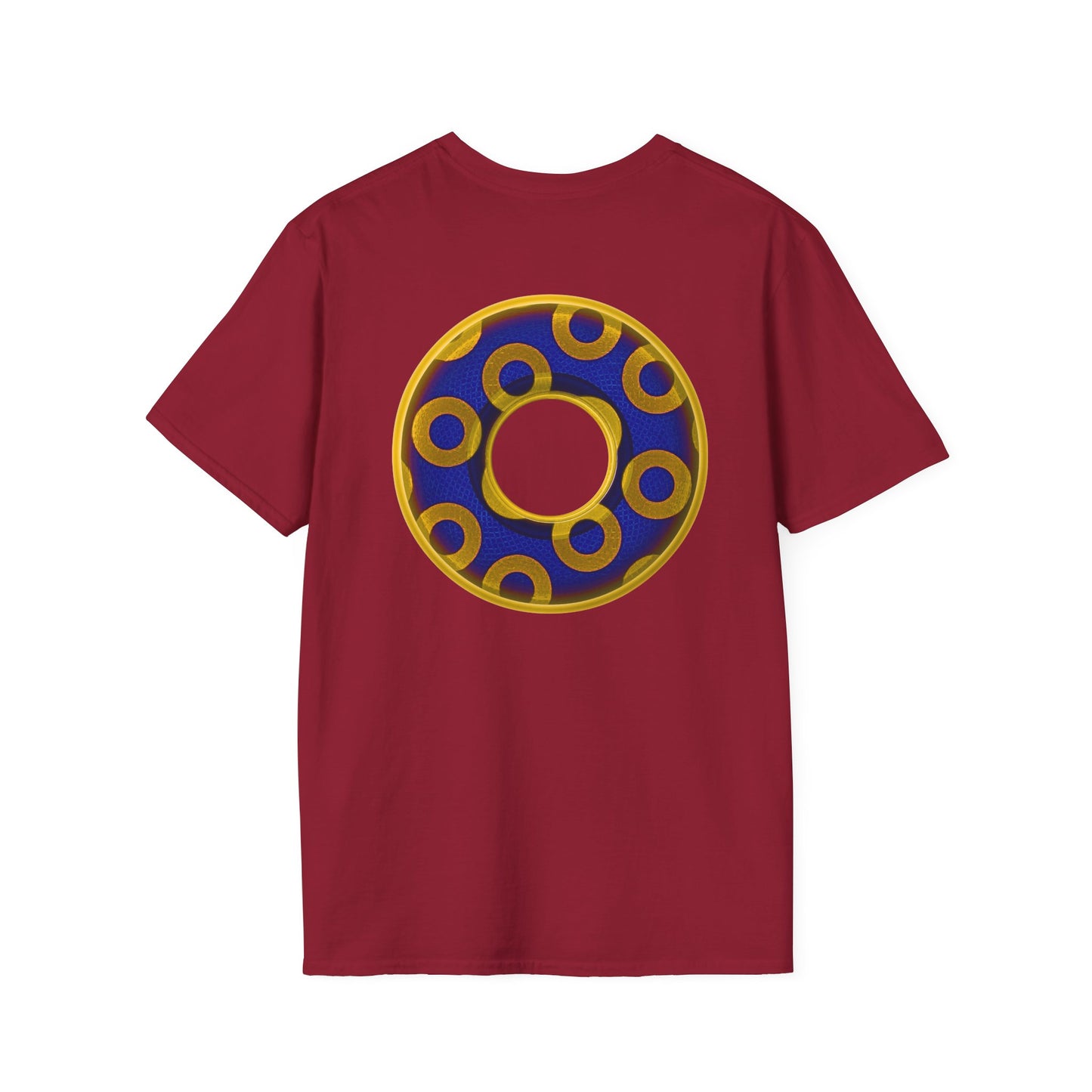 Plain Donuts/Unisex Soft-Style - "Plain Rustic Paradoxical Donuts" - yellow/dark blue donuts