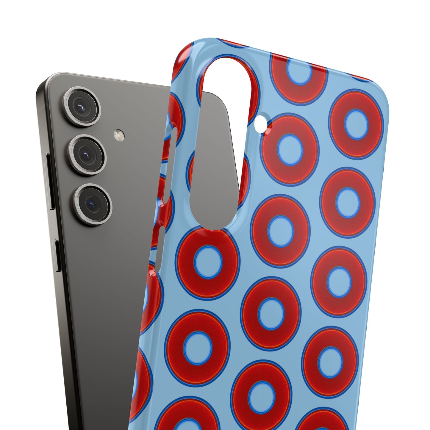 Lumpy Donut Snap Case - red vivid donut print w/sky blue background