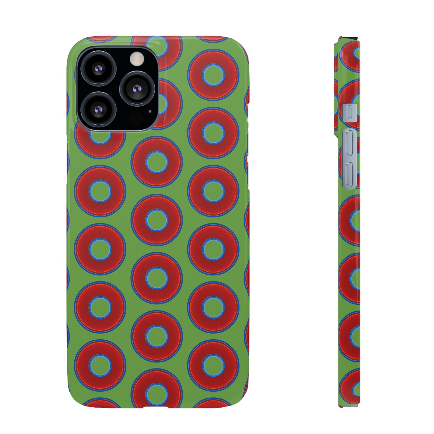 <Lumpy Donut Snap Case - red vivid donut print w/light green background