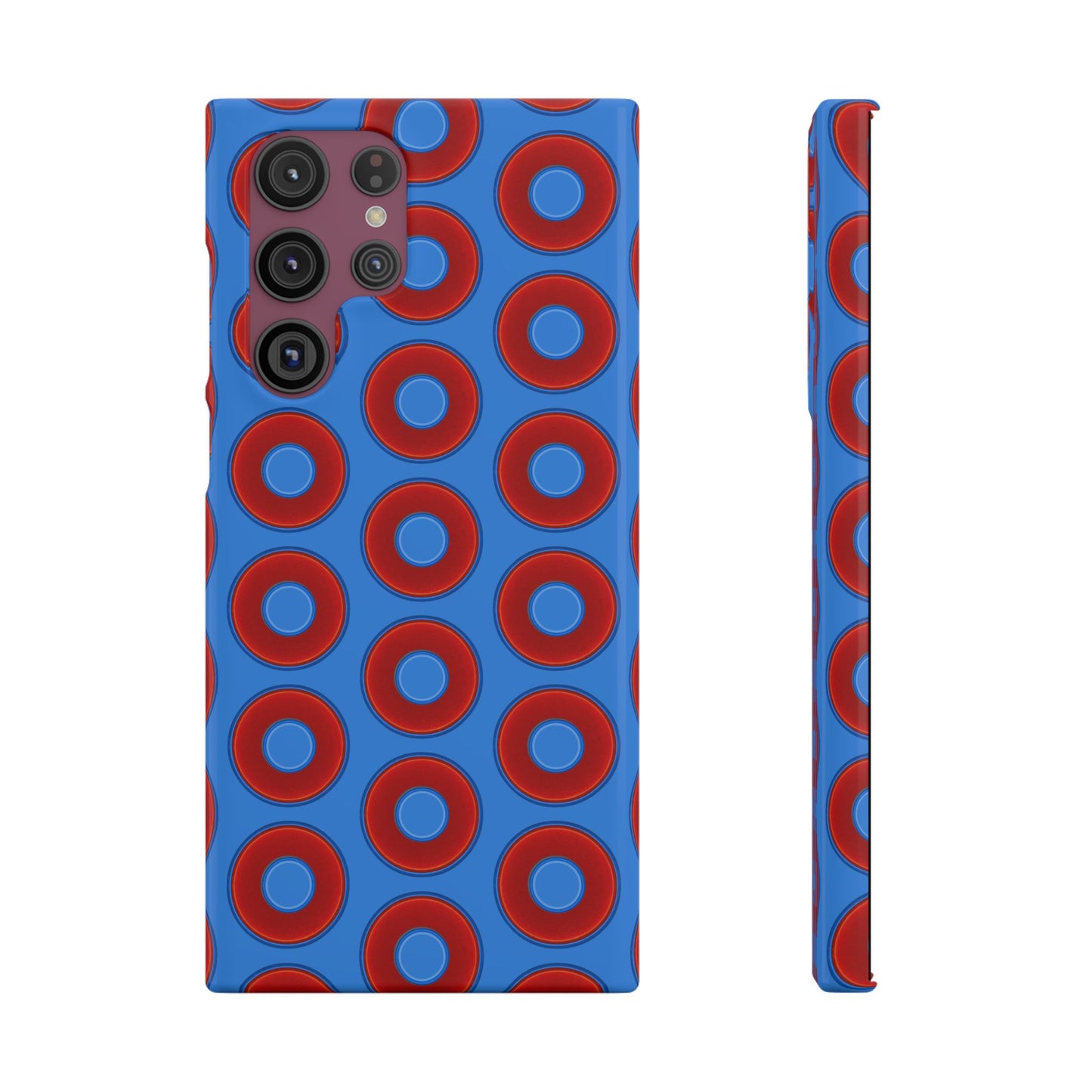 Lumpy Donut Snap Case - red vivid donut print w/light royal blue background