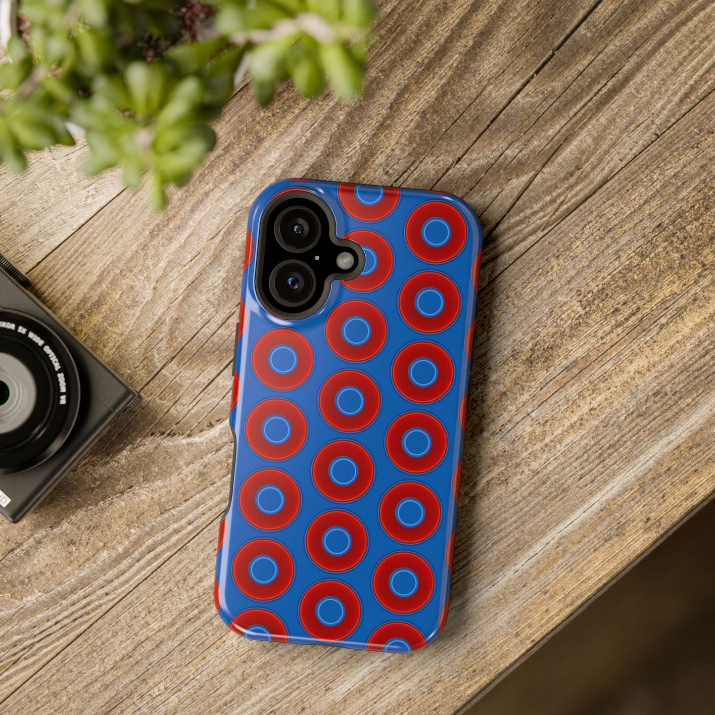 Magnetic Tough Donut Case - red vivid donut print w/dark royal blue background