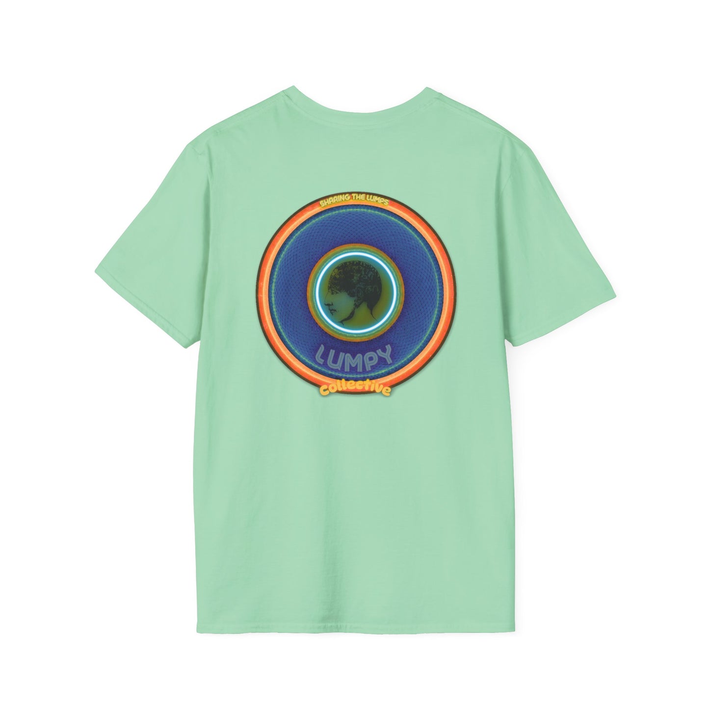 Classic Donut Tee - Unisex Soft-Style - "Lumpy Collective Donut" - blue/orange lumpy donut - variant 4