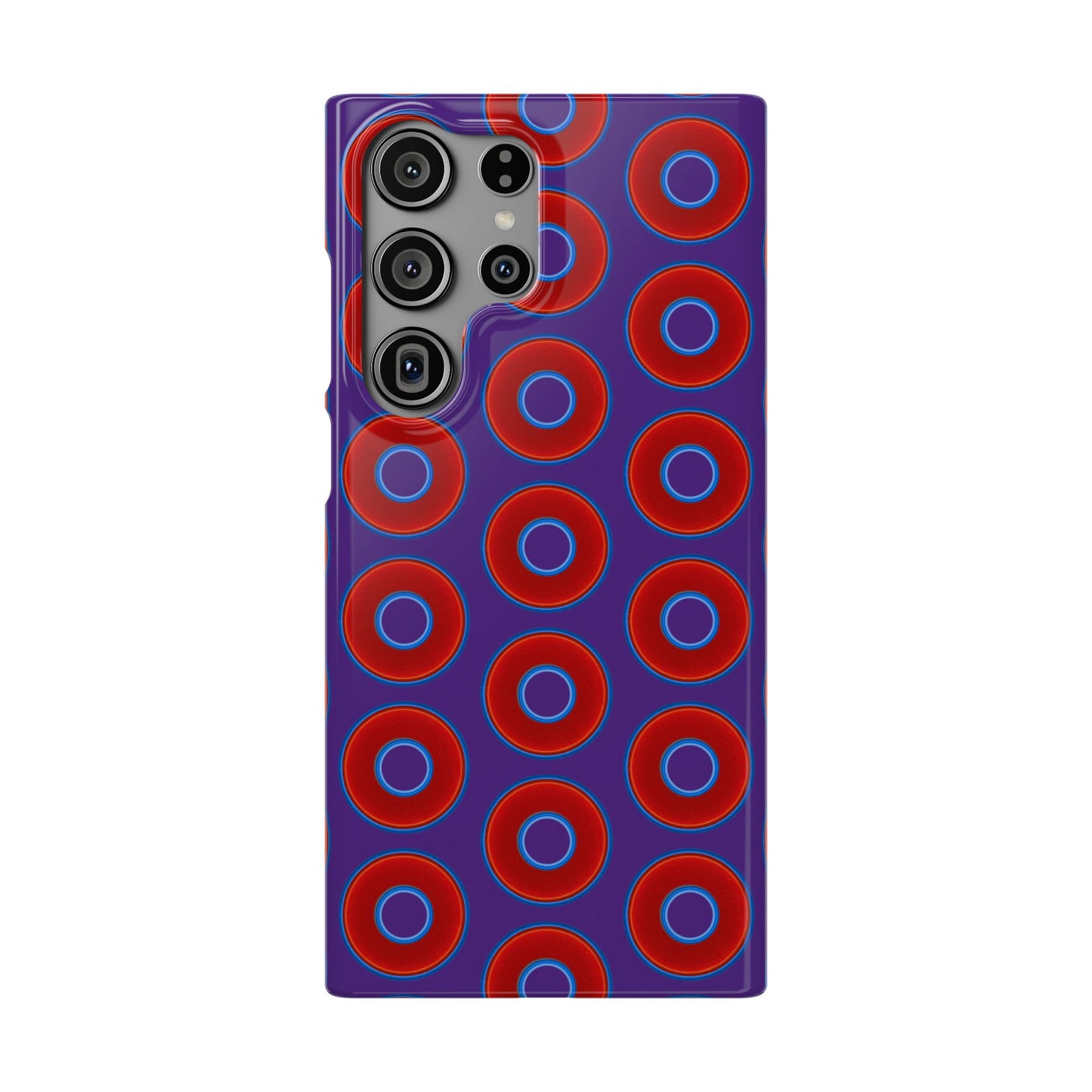 Lumpy Donut Snap Case - red vivid donut print w/dark purple background