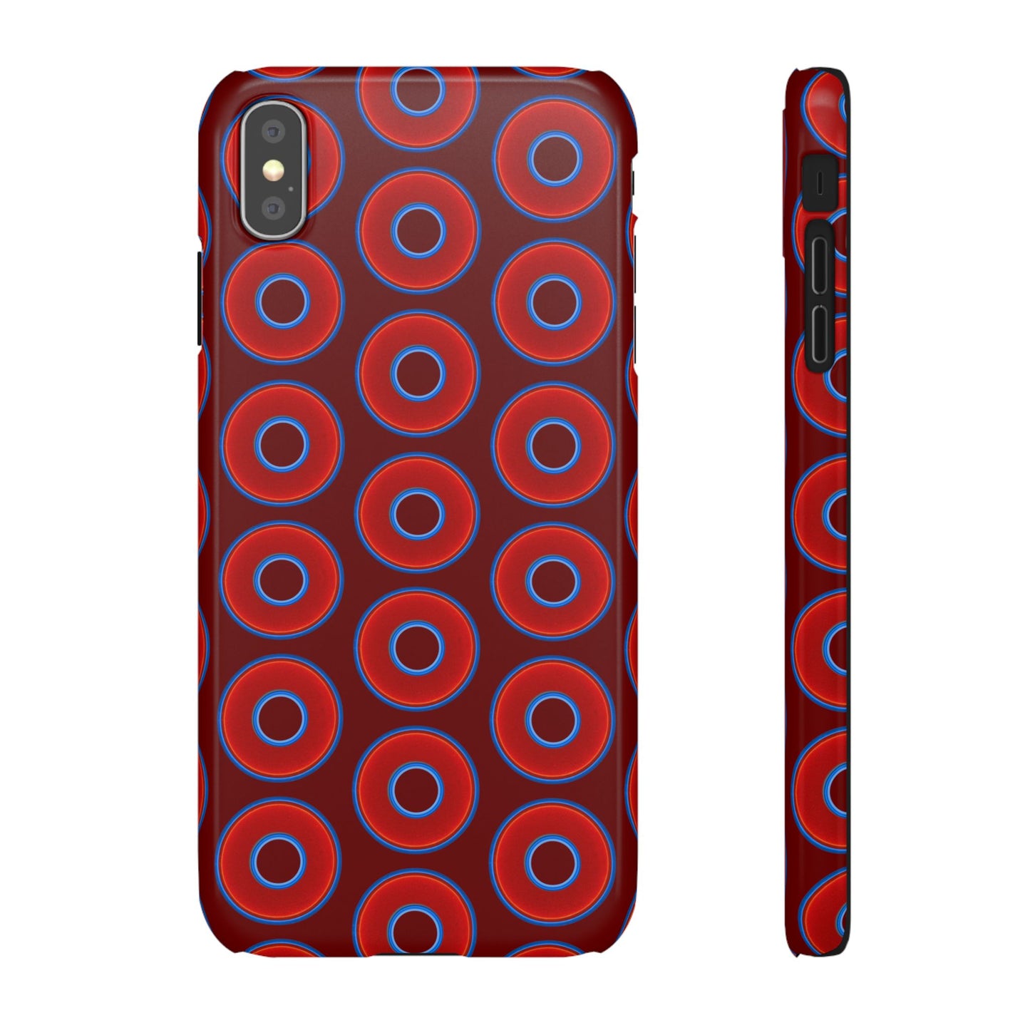 Lumpy Donut Snap Case - red vivid donut print w/dark red background