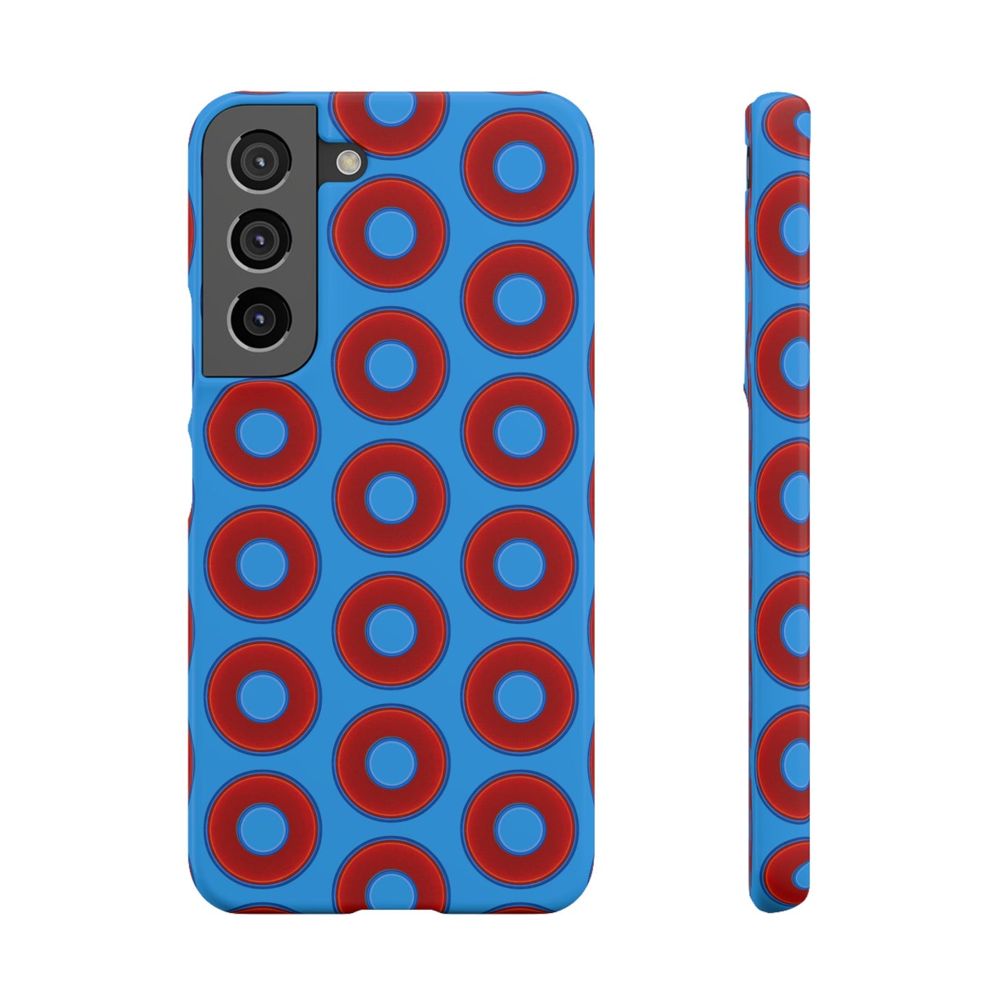 Lumpy Donut Snap Case - red vivid donut print w/sky royal blue background