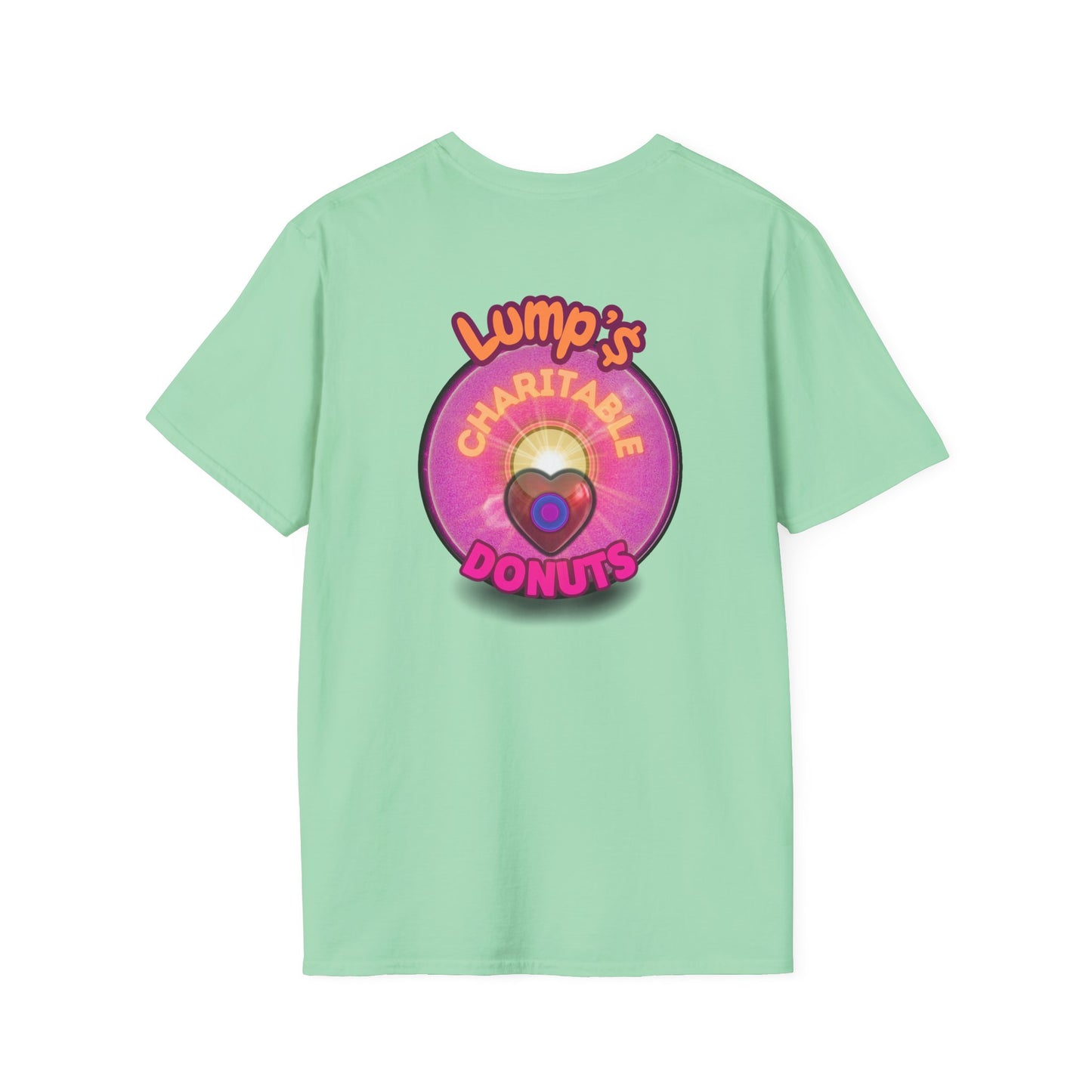Classic Donut Tee - Unisex Soft-Style - "Lump's Official Charitable Donut" - series 1.0  - magenta donut [*100 to general charity fund]