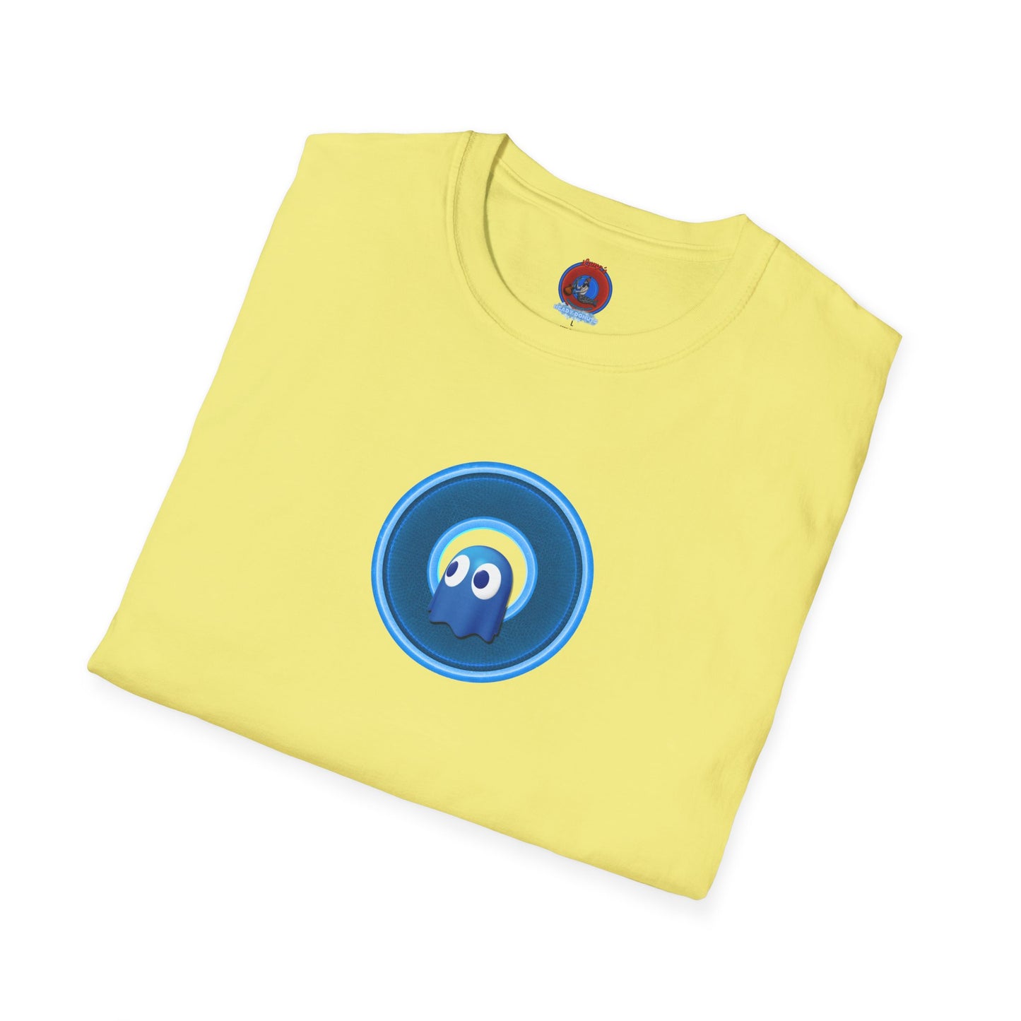 Classic Donut Tee - Unisex Soft-Style - "The Story of the Donut - a Ghostly Good Time" - variant 2 - blue/light blue rustic donut