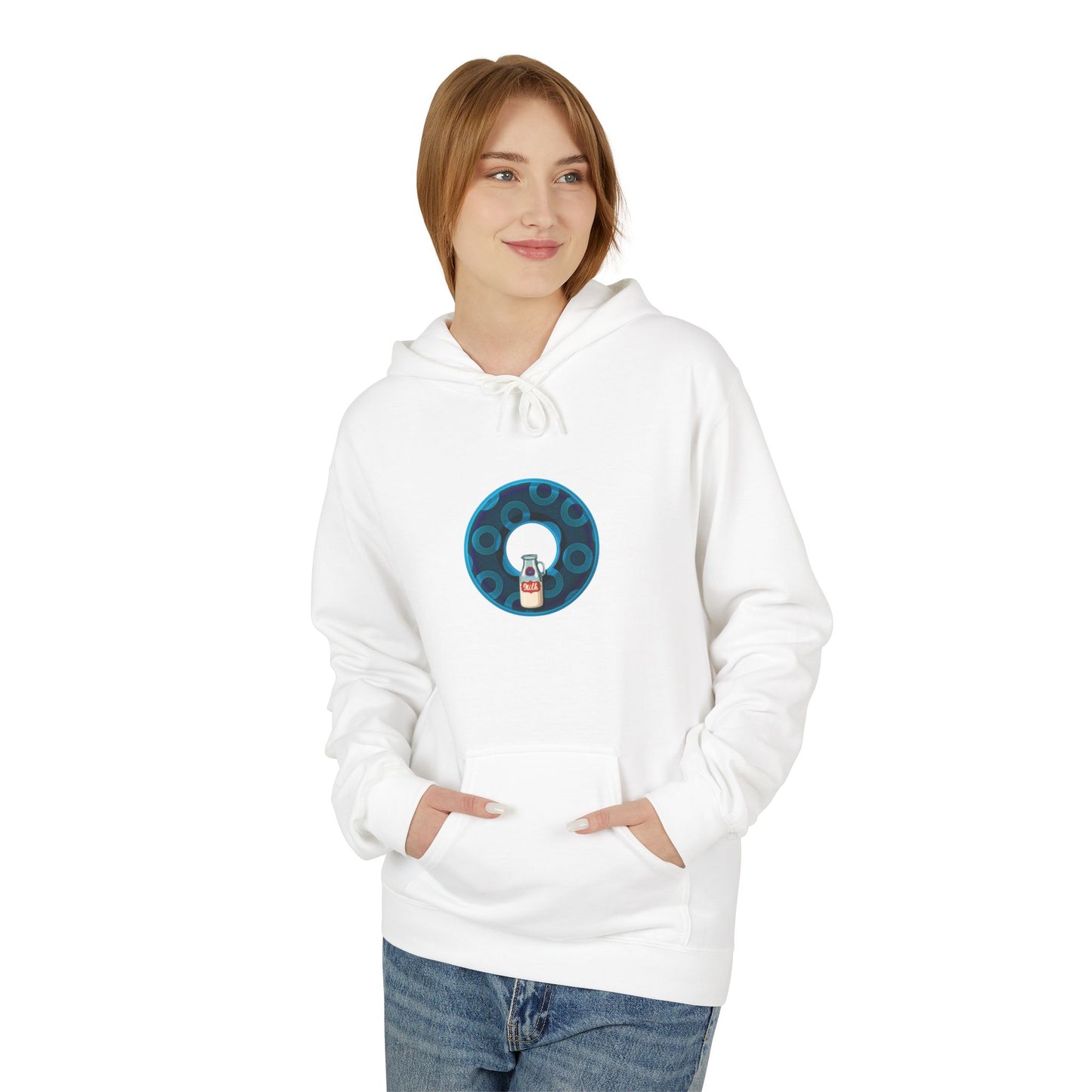 Fleece Harry Hoodies [Midweight Soft-style] - "Wooked Cream Dairy - YEMSG Donut" - blue/blue rustic paradox donut - variant 7