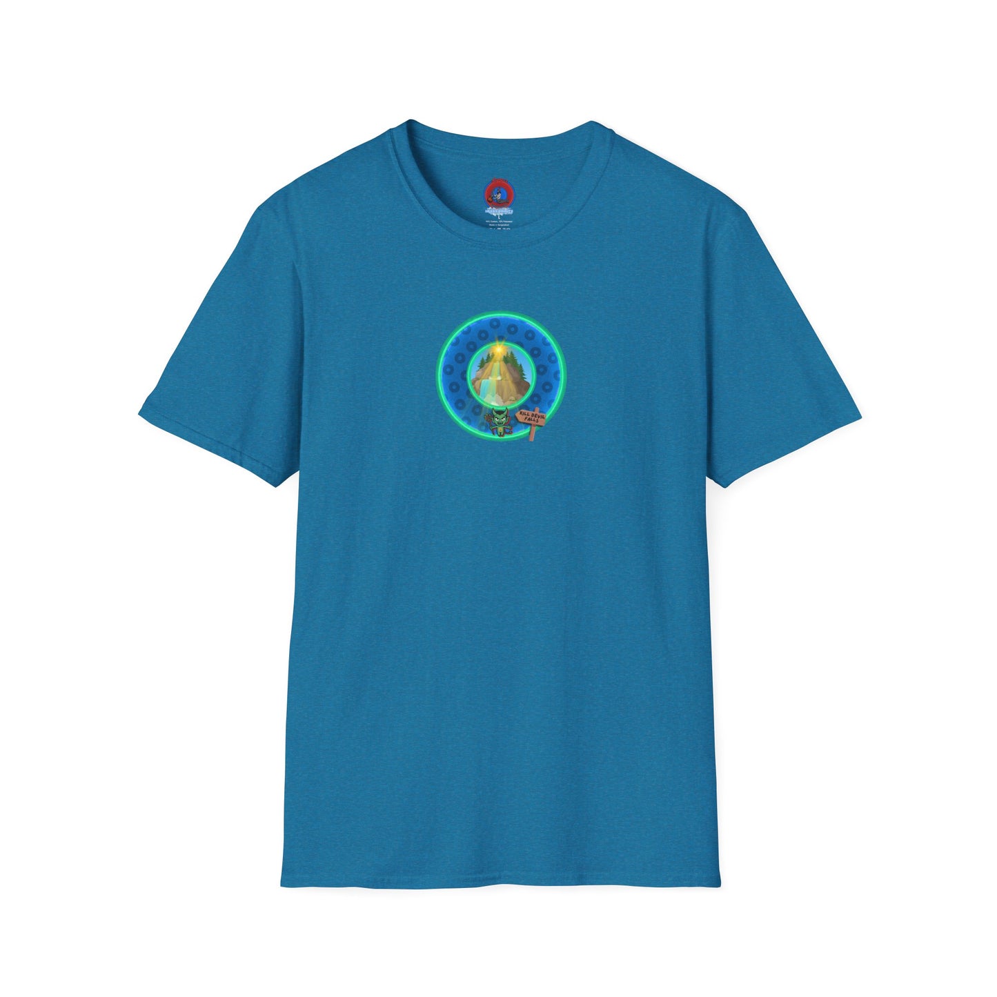 Classic Donut Tee - Unisex Soft-Style - "Devil's Drowning Donuts" - blue/green paradox donut