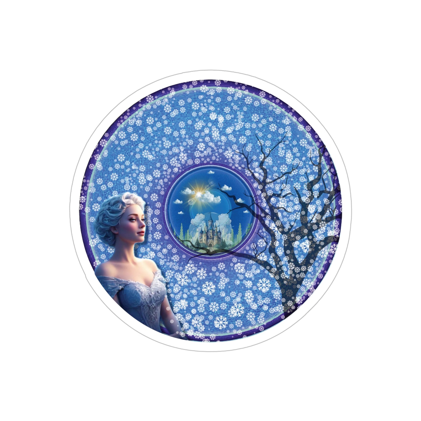 Donut Bumper/Outdoor Sticker - "The Donut Locked in Glaciers" - blue/purple donut - [Die-Cut] 6"x 6"