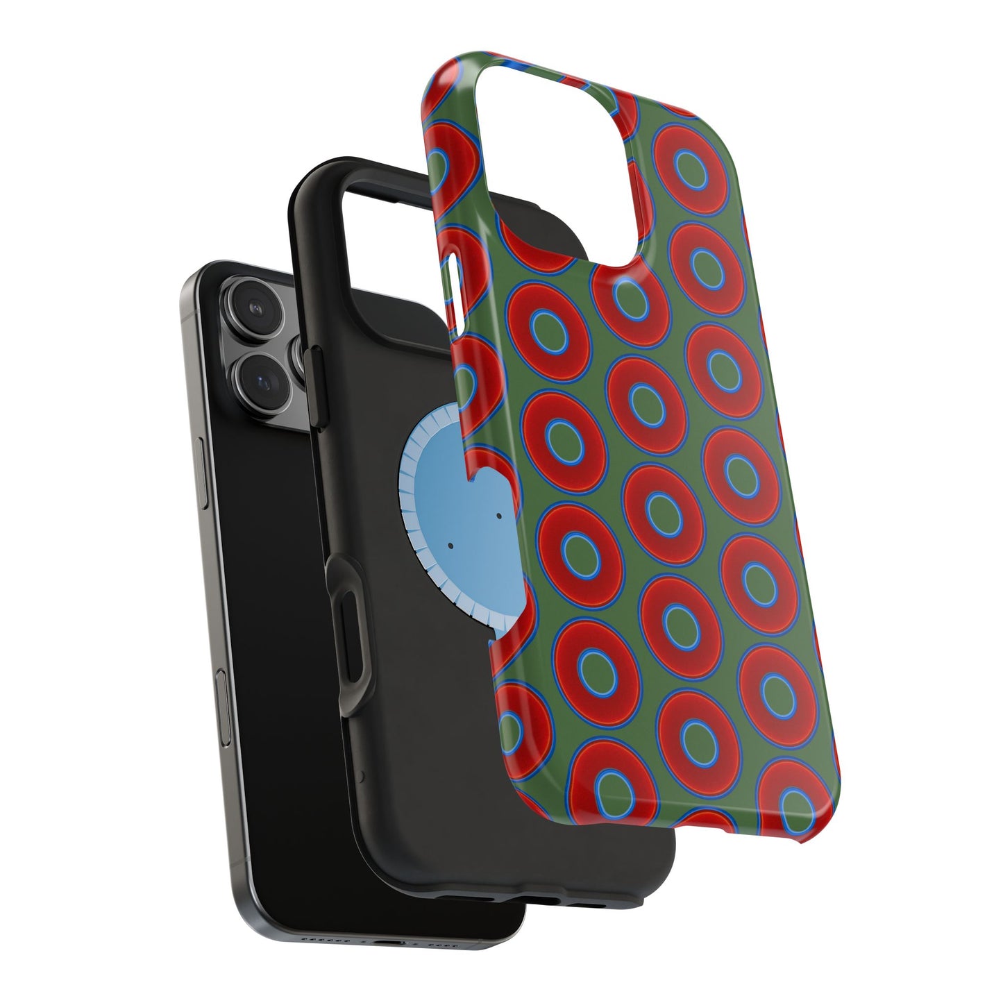 Magnetic Tough Donut Case - red vivid donut print w/dark green background