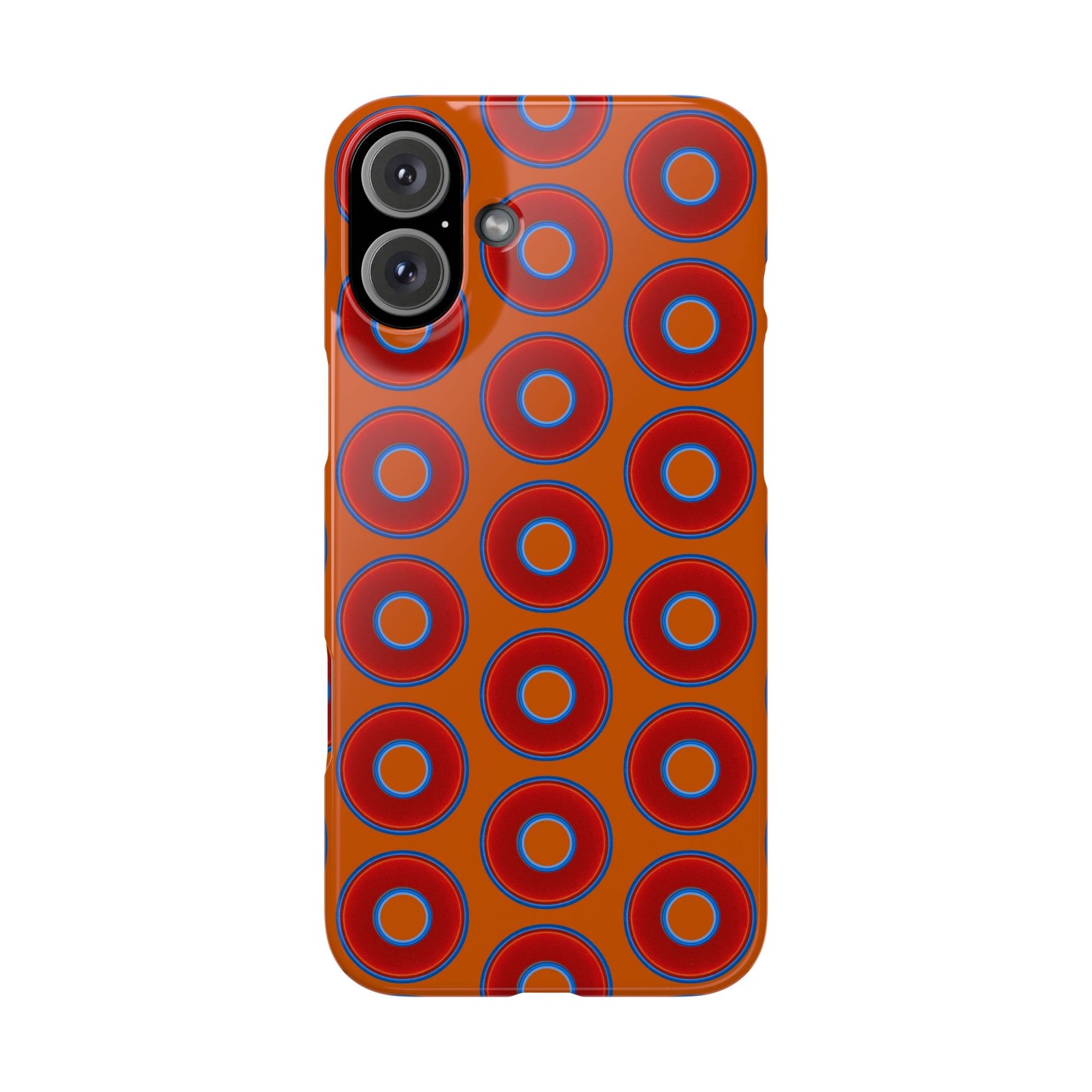 Lumpy Donut Snap Case - red vivid donut print w/dark orange background