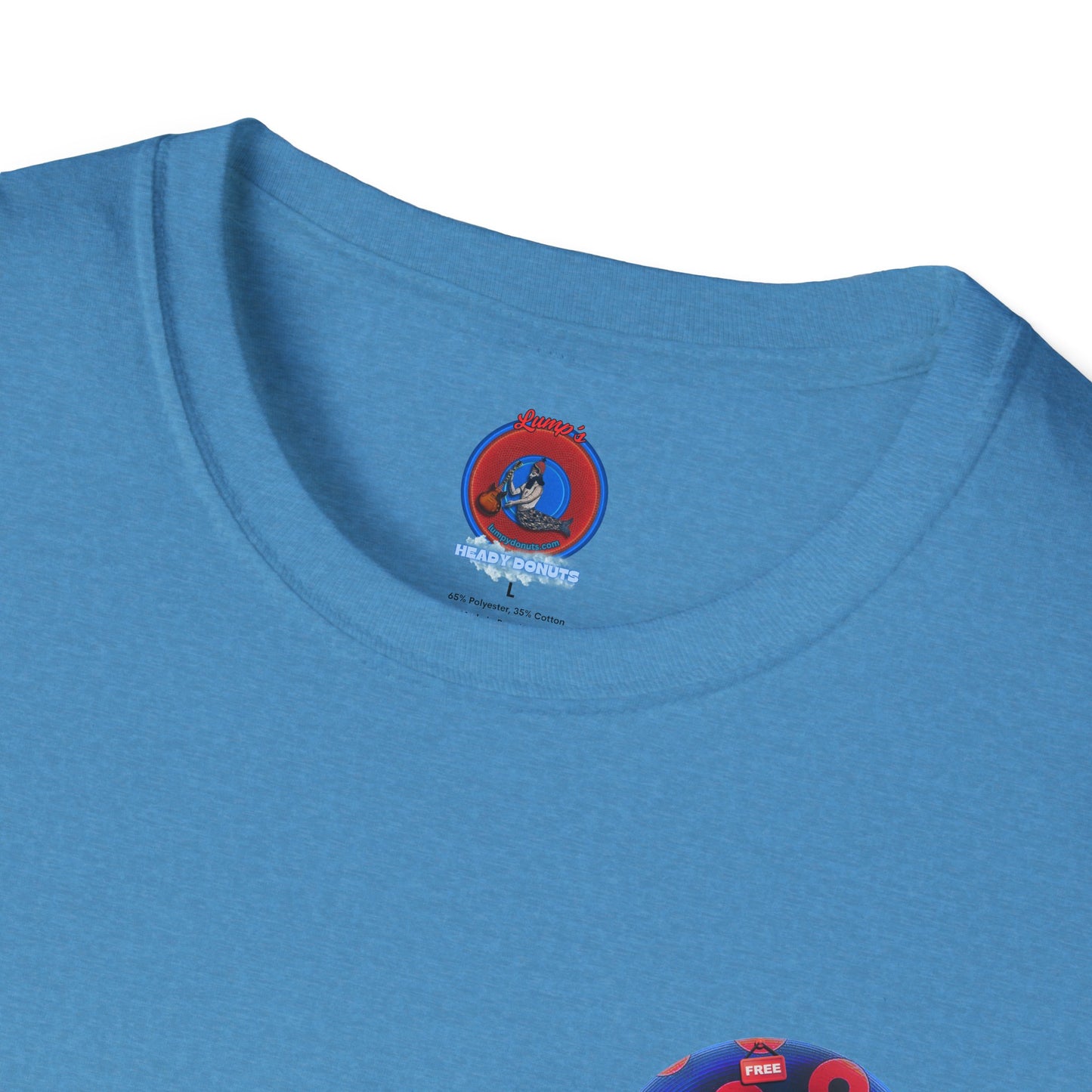 Classic Donut Tee - Unisex Soft-Style - "Donuts of Phreedom" - red/blue paradoxical blimpy donut
