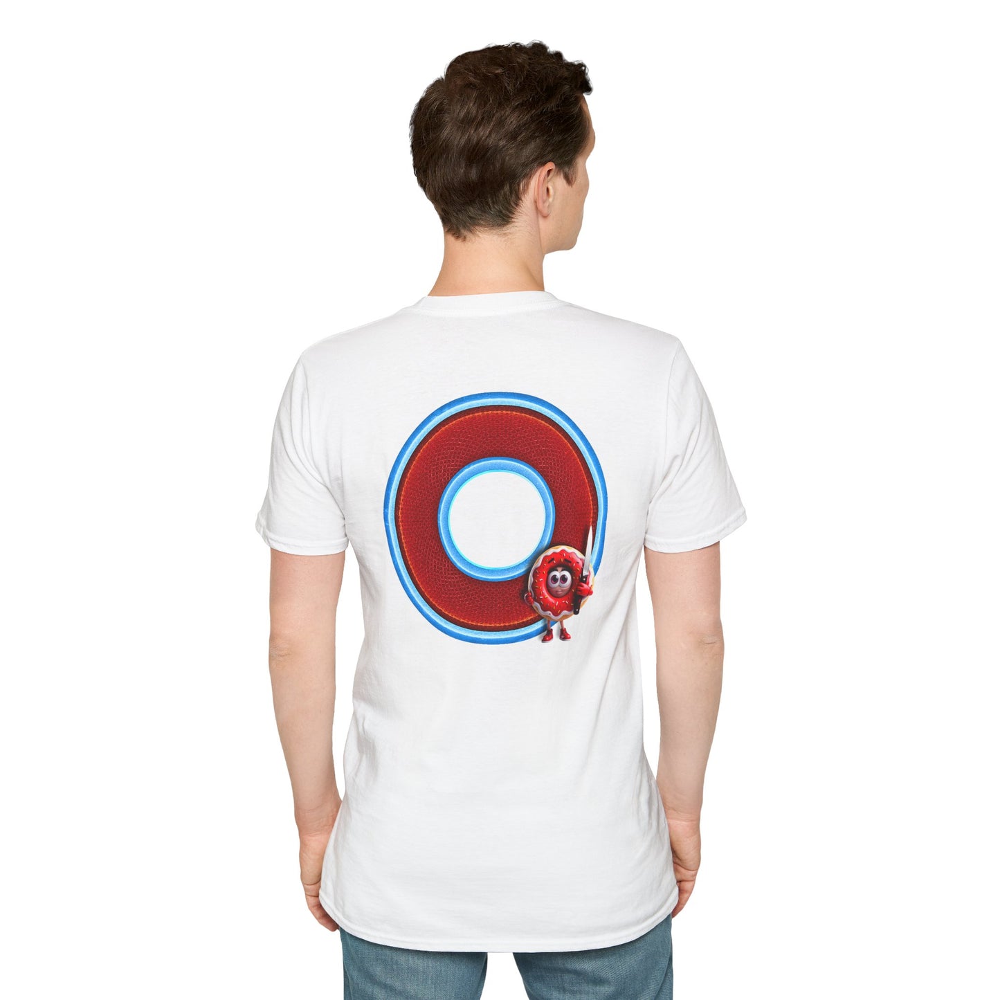 Classic Donut Tee - Unisex Soft-Style - "My Friend the Donut " - series 1.0  - variant 1 - red/blue donut