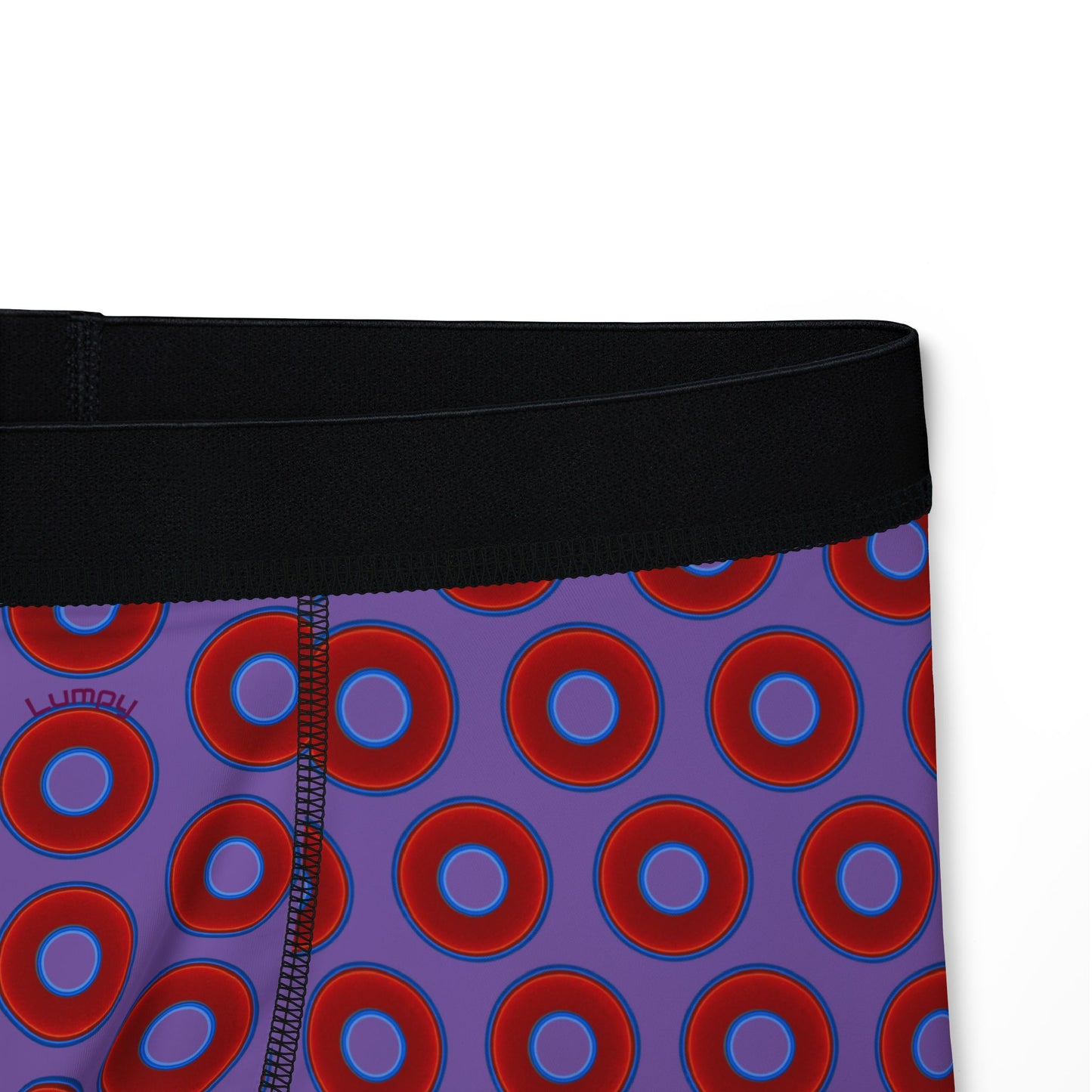 Men's Donut Boxers - red vivid donuts w/light purple background