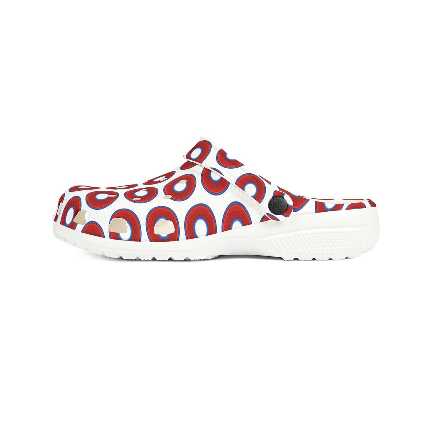 Spatchcocks - donut slip-on shoes - vivid red donuts w/white background [unisex]