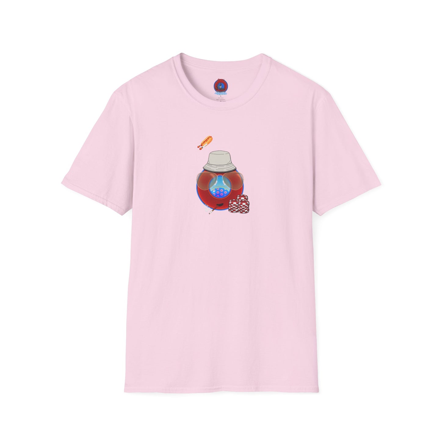 Classic Donut Tee - Unisex Soft-Style - "Gonzo Donut - Fear & Loathing in Gamehendge" -  vivid red donut w/raw dogger - variant 6