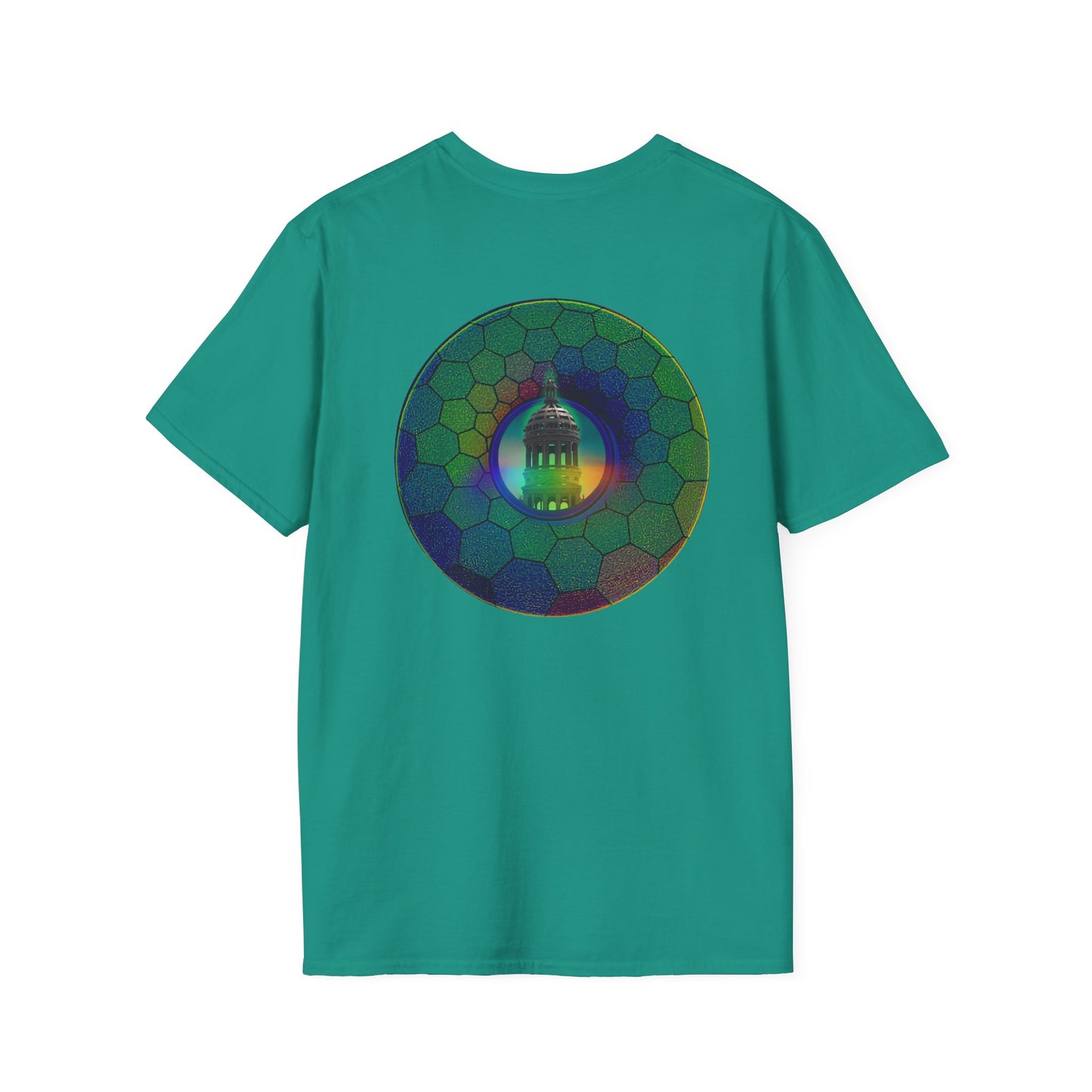 Classic Donut Tee - Unisex Soft-Style - "Save the Mondegreen City Hall Clock Tower" - hexadonut - series 1.0 -variant 1 - green donut