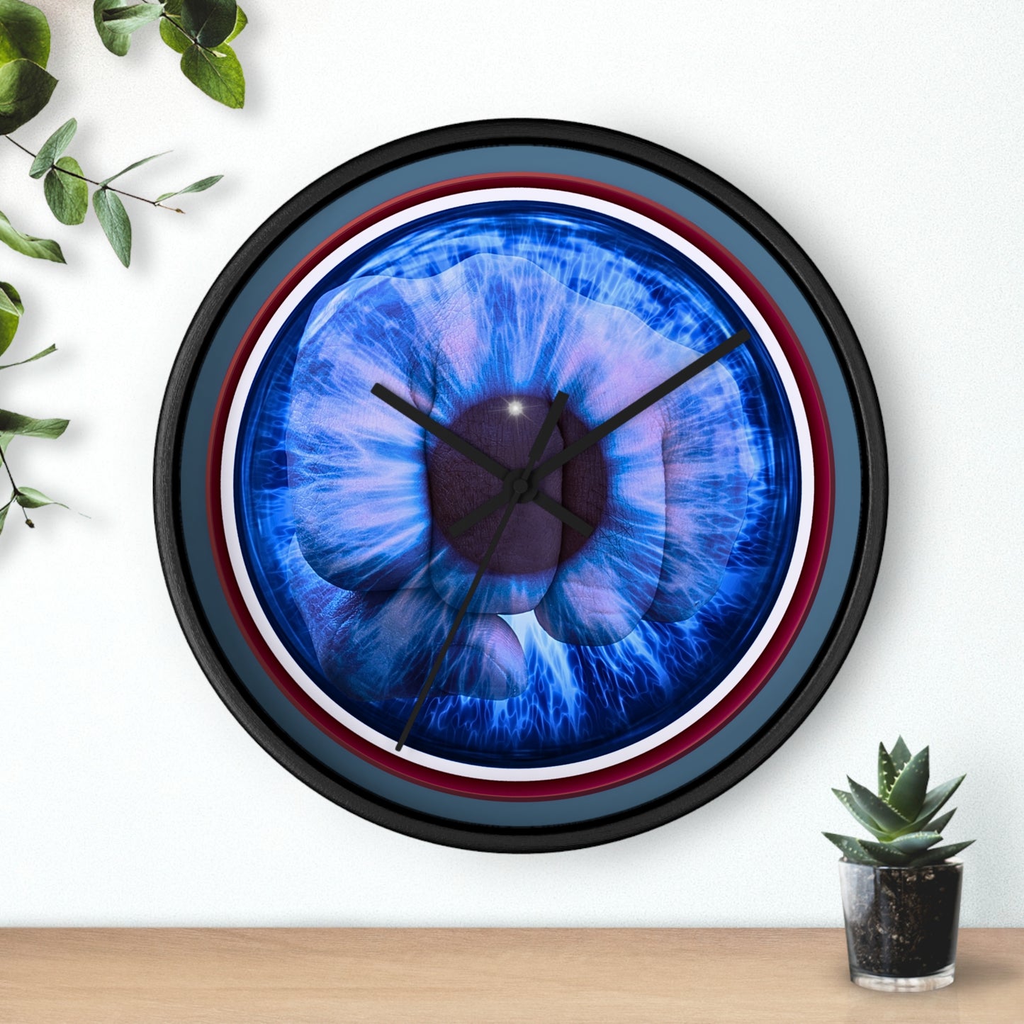 Lumpy Wall Clock - "Wilson's Eye Soar of a Donut Clock" variant 1 - blue idonut w/steel blue background