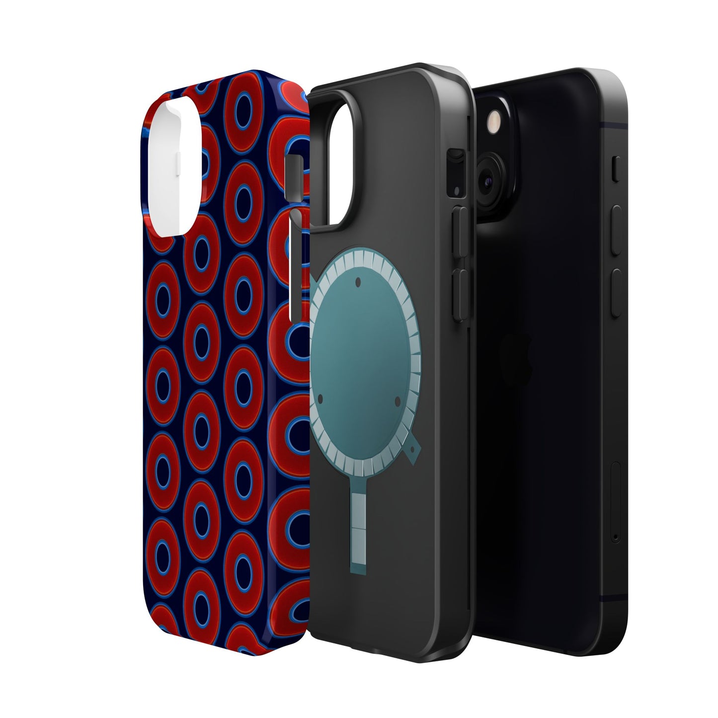 Magnetic Tough Donut Case - red vivid donut print w/dark navy blue background