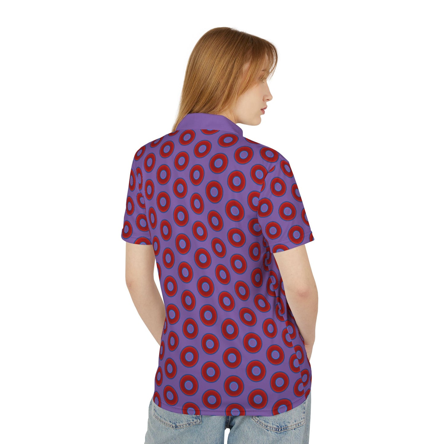 AOP Donut Polo - vivid donut print w/light purple background [unisex]
