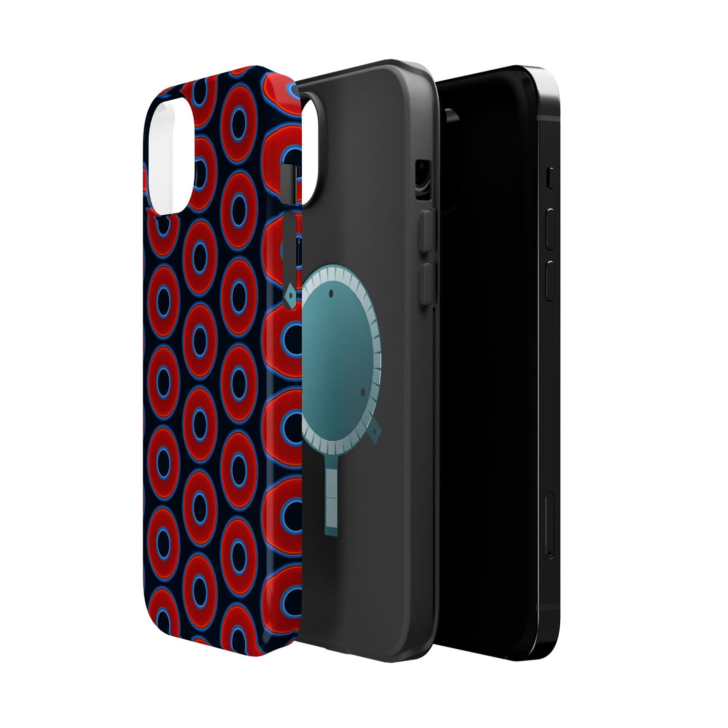 Magnetic Tough Donut Case - red vivid donut print w/blue charcoal background