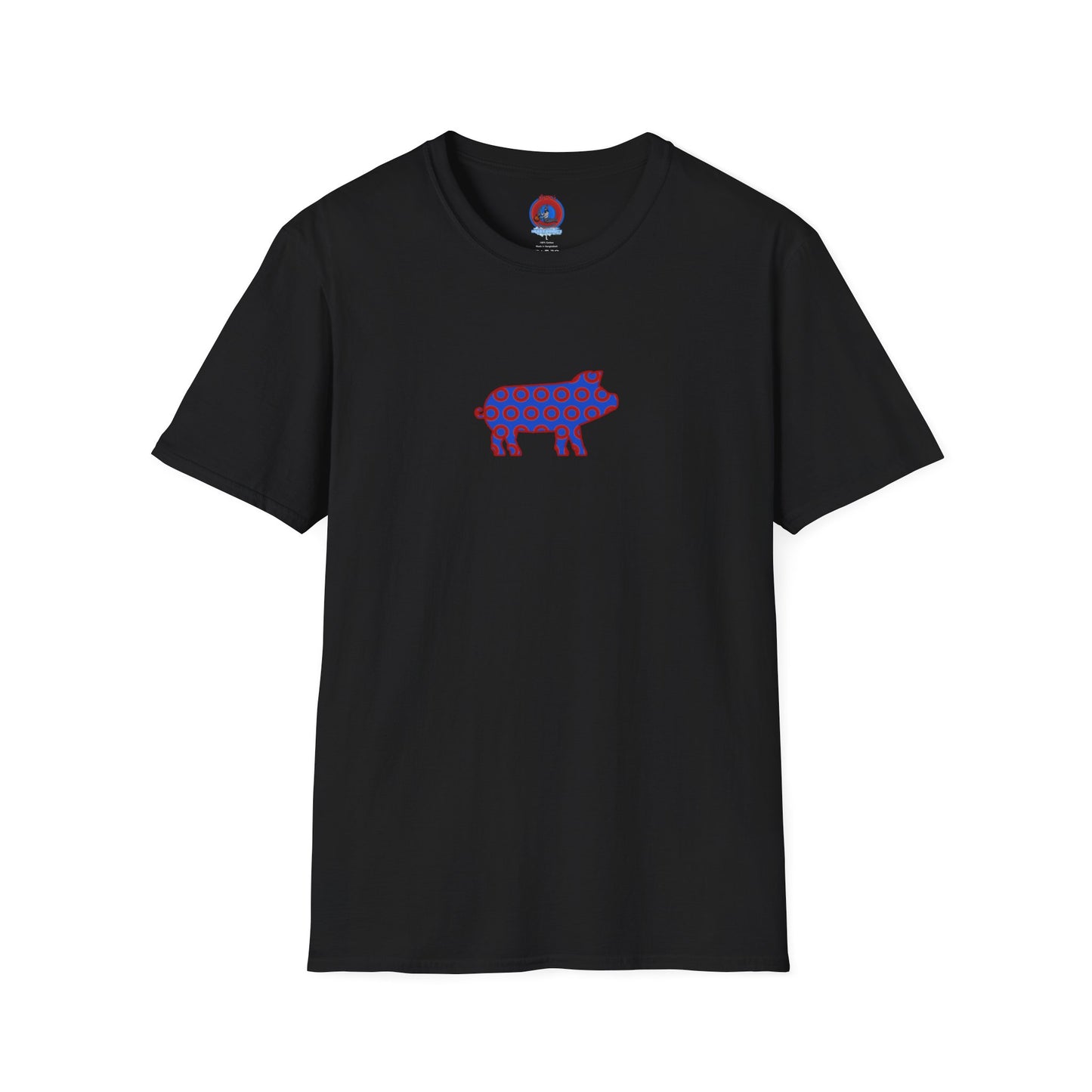 Classic Donut Tee - Unisex Soft-Style - "Guyute's Ugly Donut" - vivid red/blue donut pattern - variant 3
