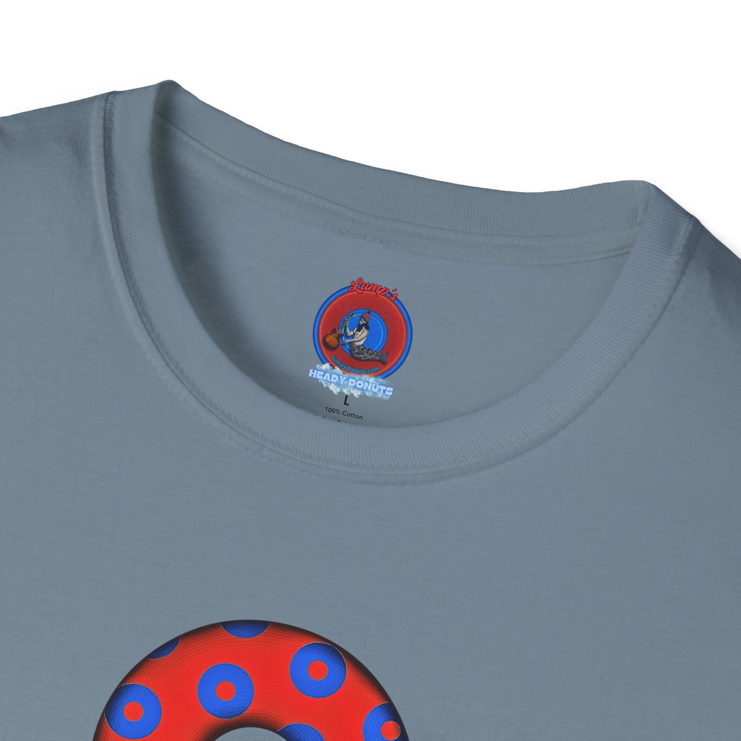 Plain Donuts/Unisex Soft-Style - "Plain Blimpy Paradoxical Donuts" - red/blue donuts