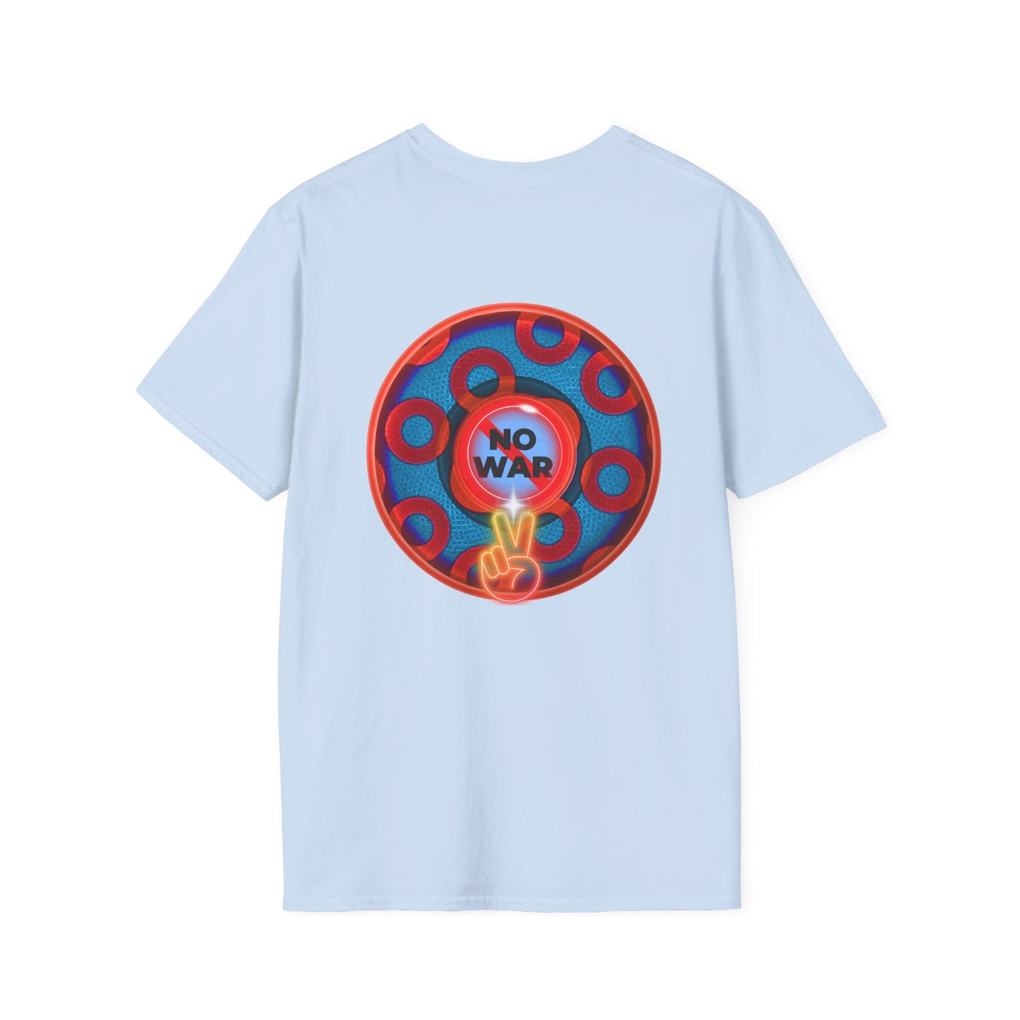 Classic Donut Tee - Unisex Soft-Style - "Peace of Donut" - blue/red paradox donut - [*charitable print - 50% of profit to Alliance for Peacebuilding]