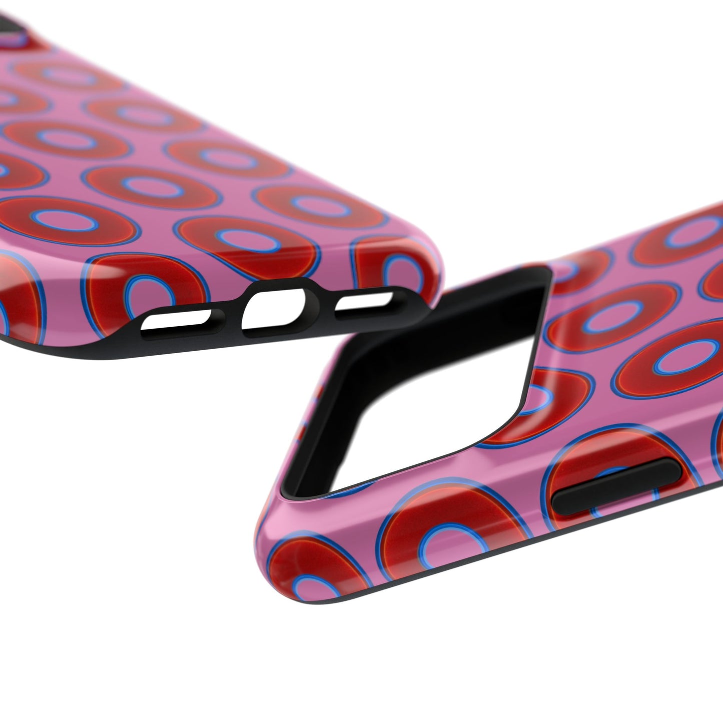 Impact-Resistant Lumpy Donut Case - red vivid donut print w/pink background