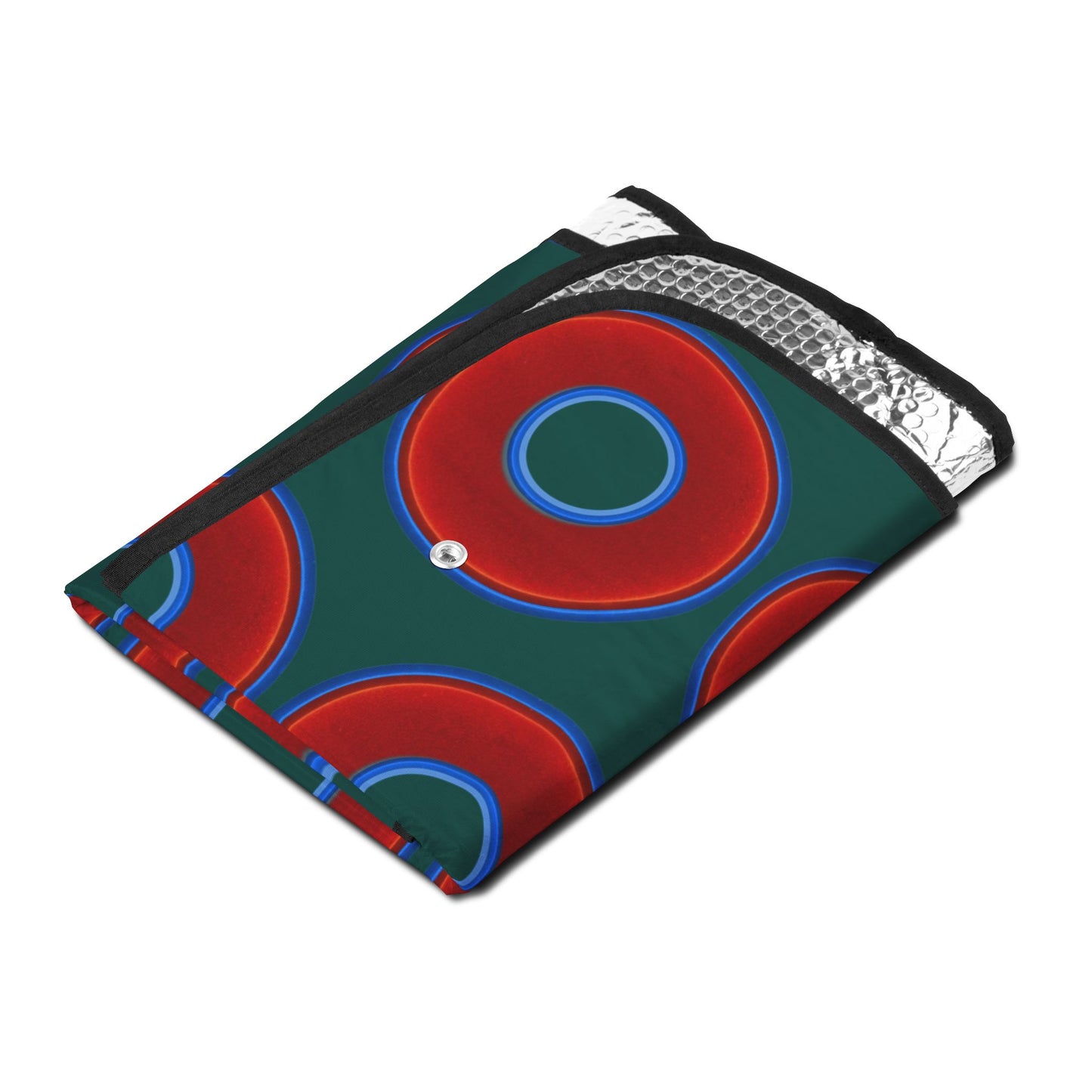 Automotive Donut Sun Shade - red vivid donuts w/dark Fenway green background