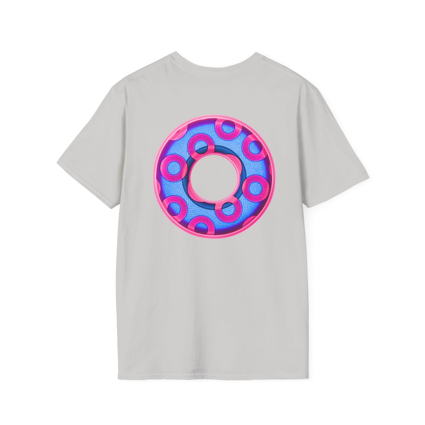 Plain Donuts/Unisex Soft-Style - "Plain Rustic Paradoxical Donuts" - light blue/magenta donuts