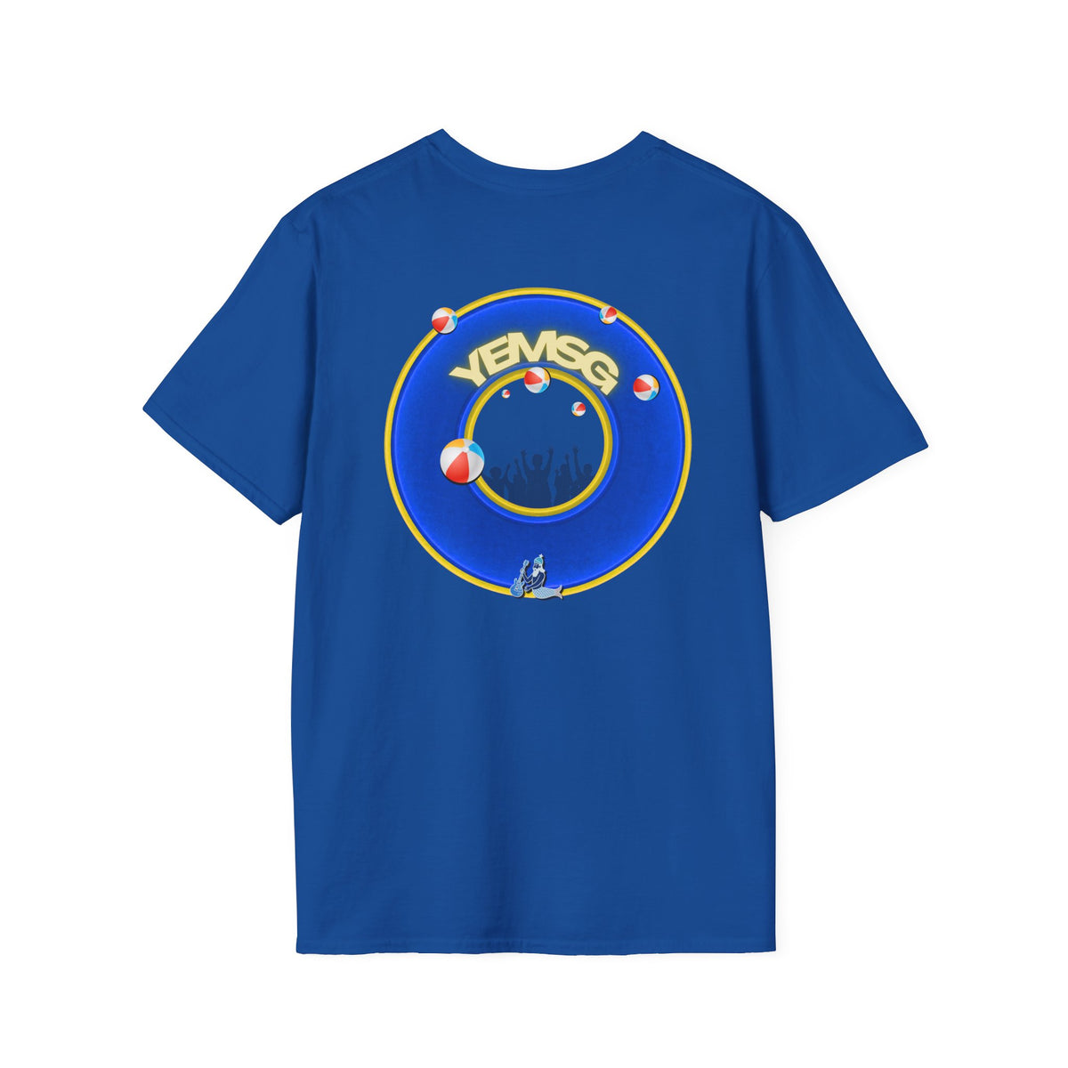 Donut Tee - Unisex Soft-Style - "The Donut's Secret Ingredient? MSG" - vivid blue/yellow donut - variant 2