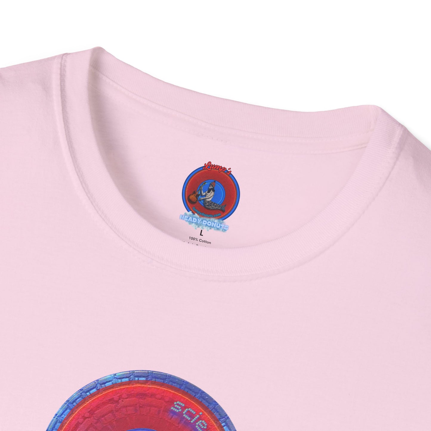 Classic Donut Tee - Unisex Soft-Style - "Tube Donuts" - series 1.0 - red donut/lighter blue bordering
