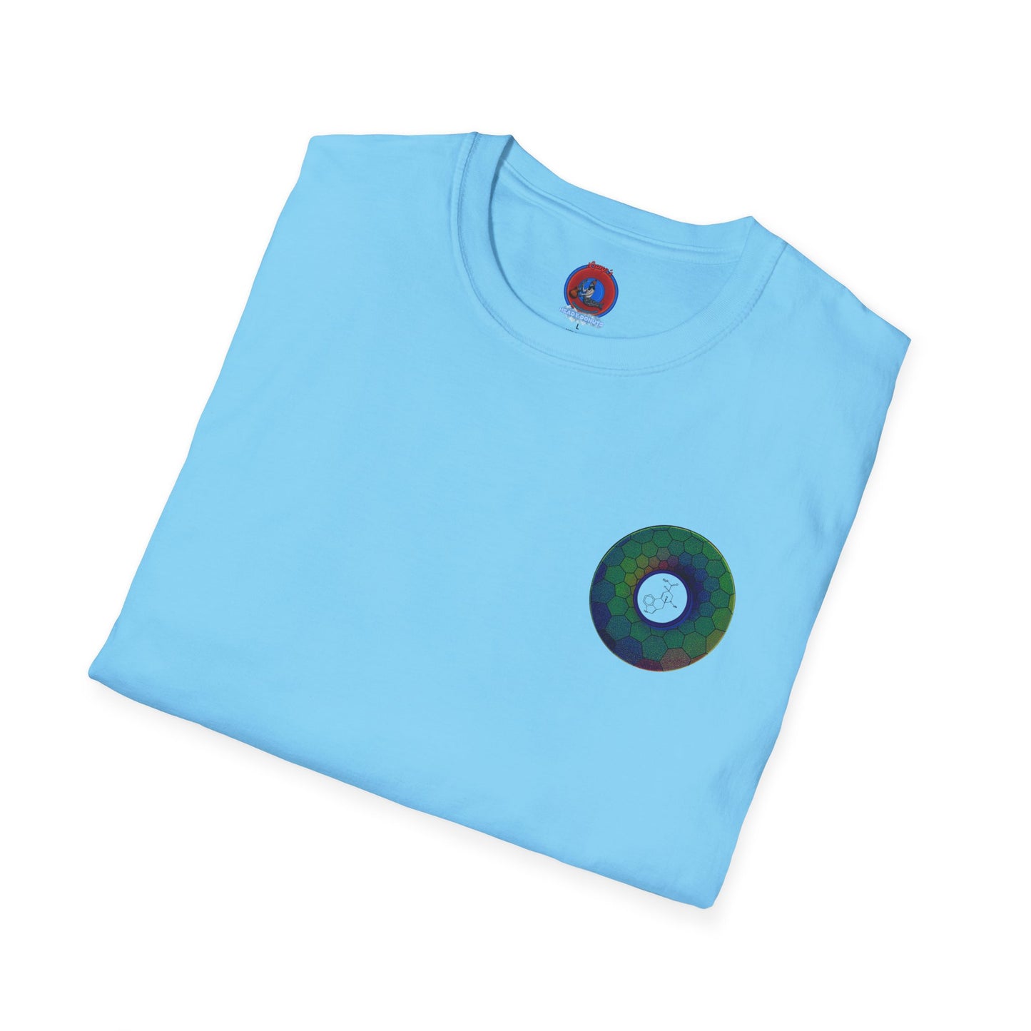 Classic Donut Tee - Unisex Soft-Style - "Dr. Albert Hofmann's Favorite Donut" - series 1.0  - variant 1 - green hexadonut