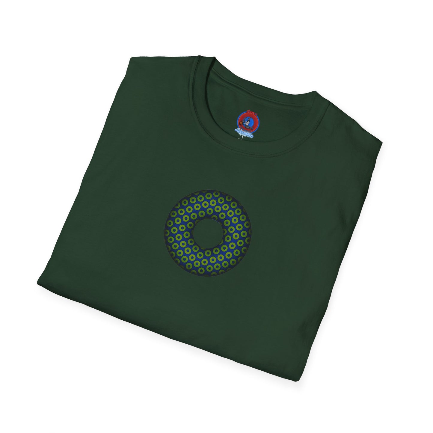 Plain Donuts/Unisex Soft-Style - "Plain Paradoxical Grided Donuts" - lime/dark blue donuts