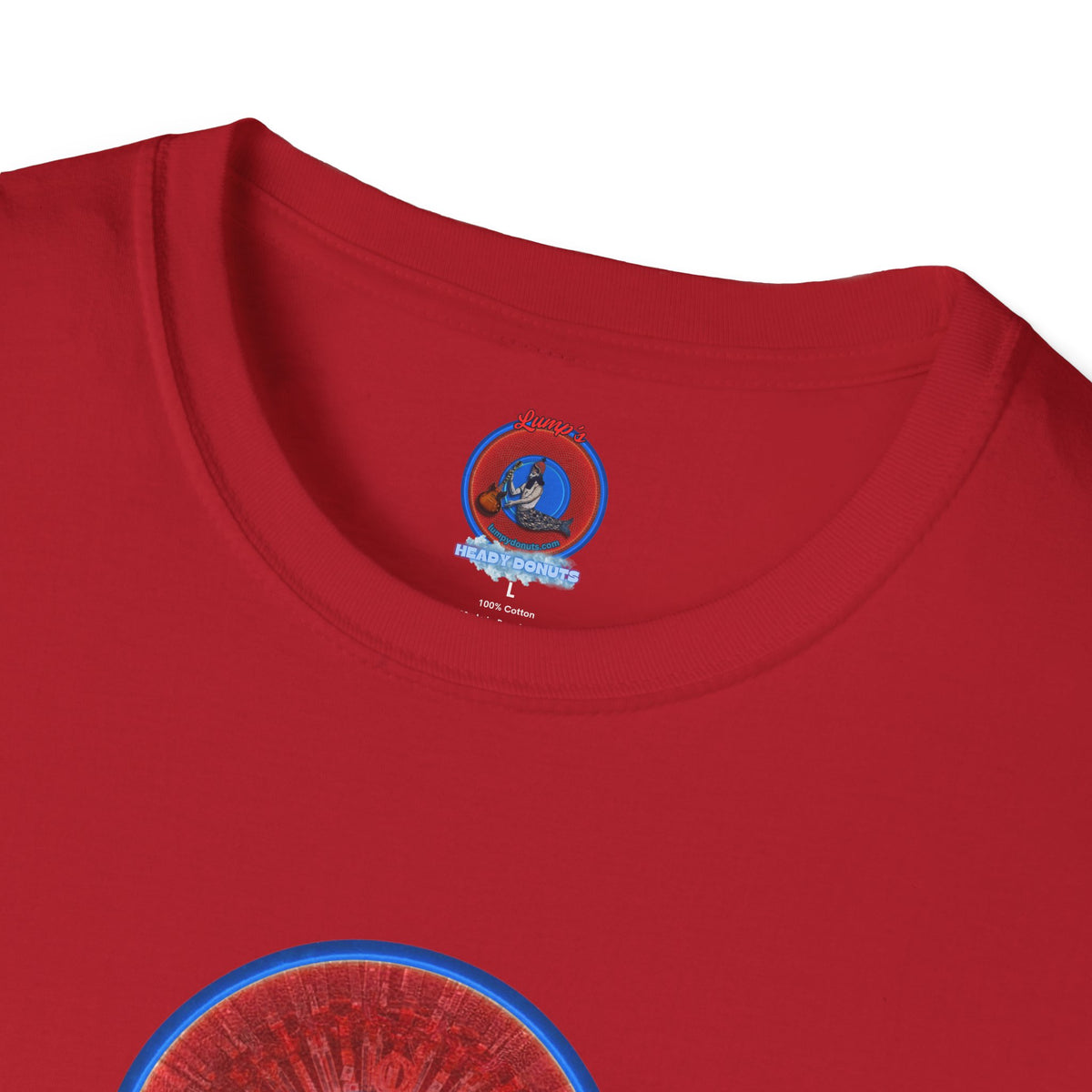 Classic Donut Tee - Unisex Soft-Style - "Graphic Translation Tee Shirt" - vivid red/blue tube donut - variant 1