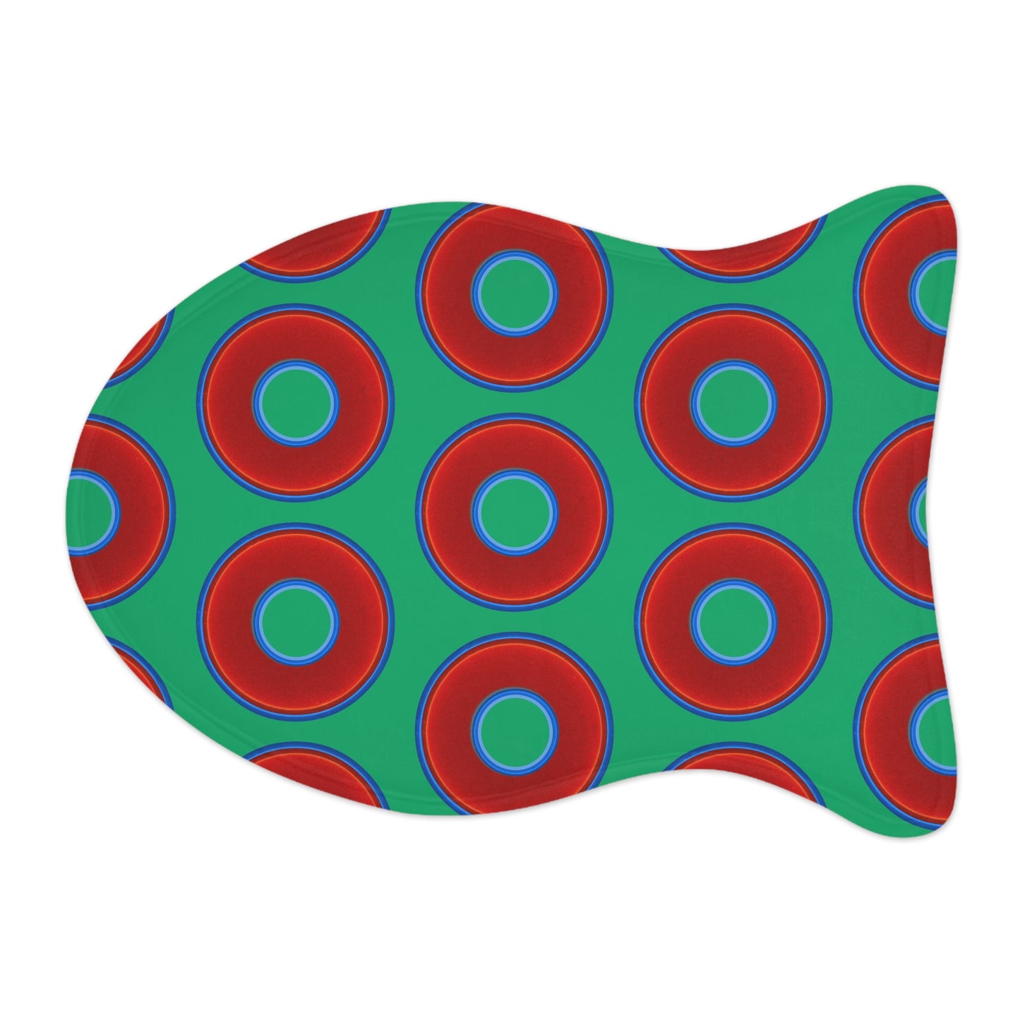 Wendy's Lumpy Pet Feed Mat - vivid red donuts w/jade green background