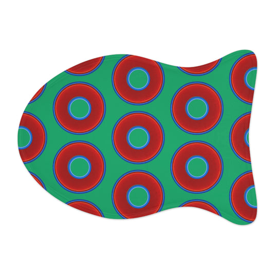Wendy's Lumpy Pet Feed Mat - vivid red donuts w/jade green background