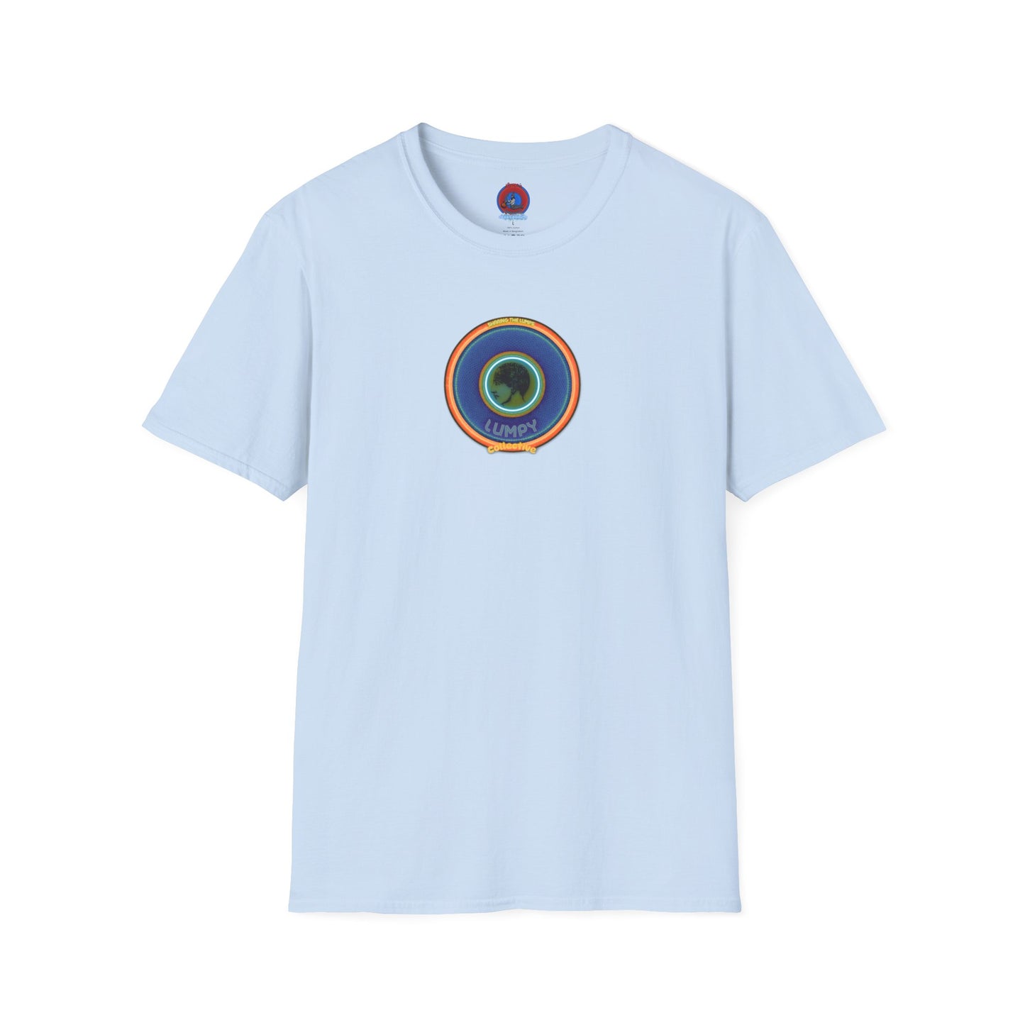 Classic Donut Tee - Unisex Soft-Style - "Lumpy Collective Donut" - blue/orange lumpy donut - variant 4