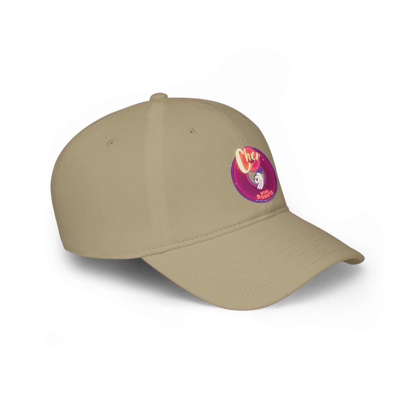 Lumpy Donut Baseball Cap - "Cher-ing is Caring Donut Cap" - variant 1 - vivid magenta donut w/ [*charitable donut]