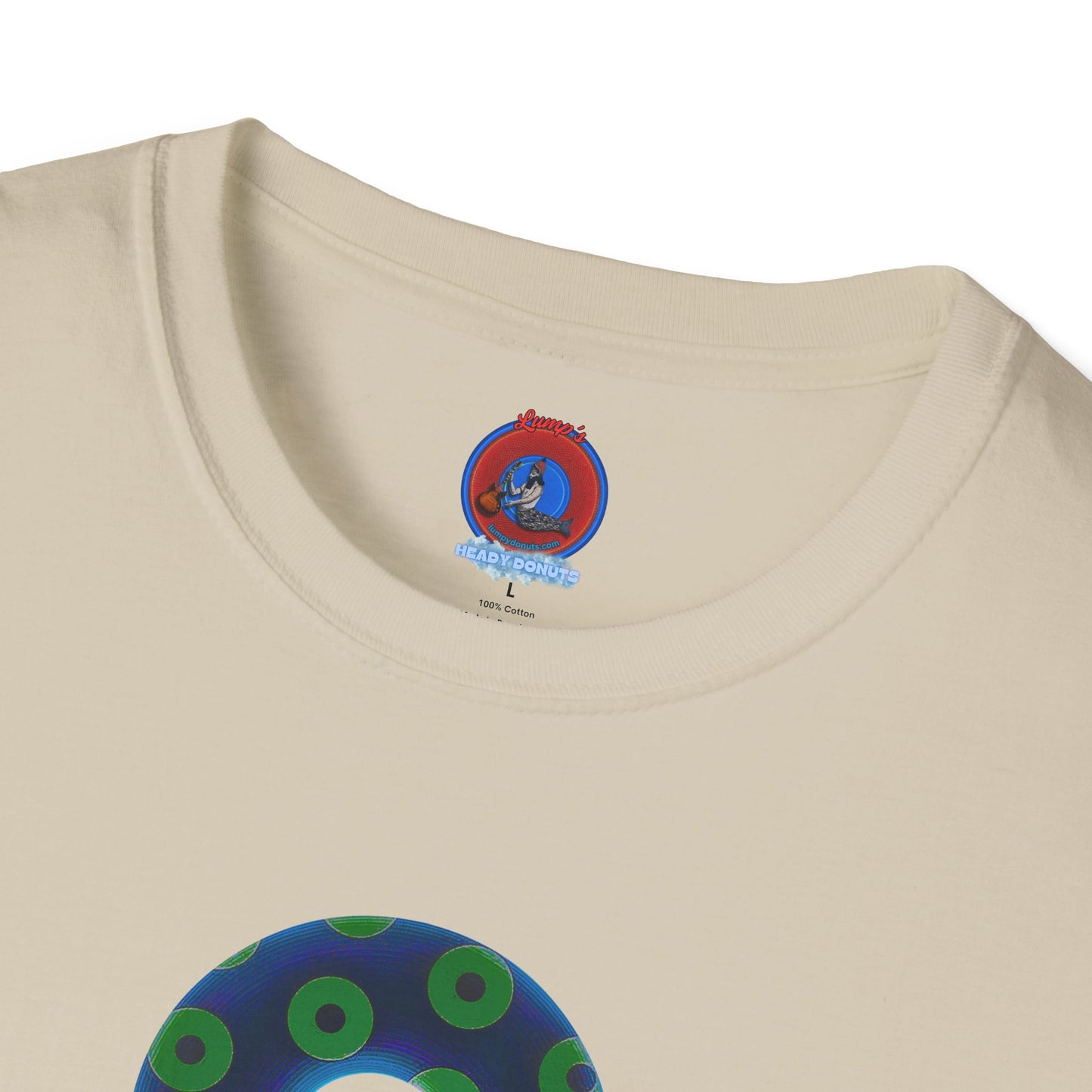 Plain Donuts/Unisex Soft-Style - "Plain Blimpy Paradoxical Donuts" - dark blue/lime green donuts