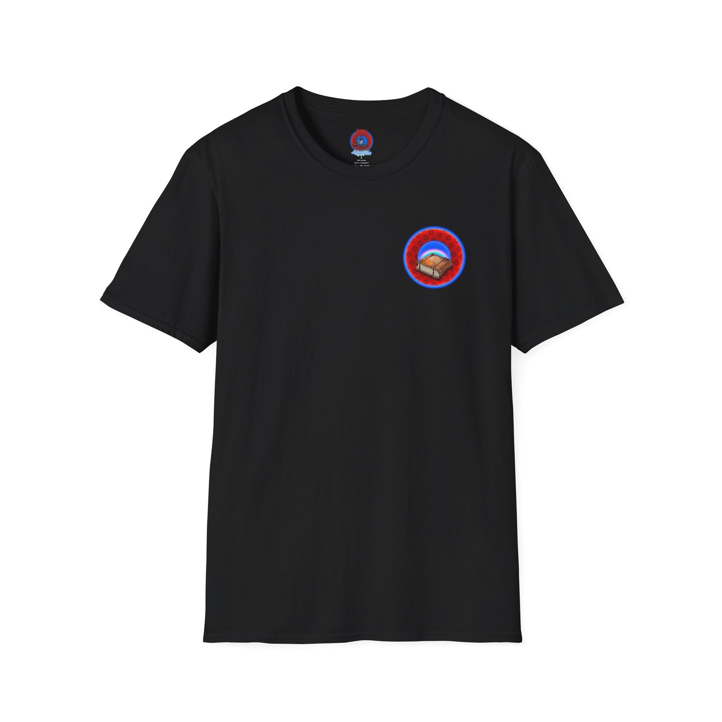 Classic Donut Tee - Unisex Soft-Style - "Read the F'ing Donut Book" - paradoxical widemouthed red/blue donut - variant 2