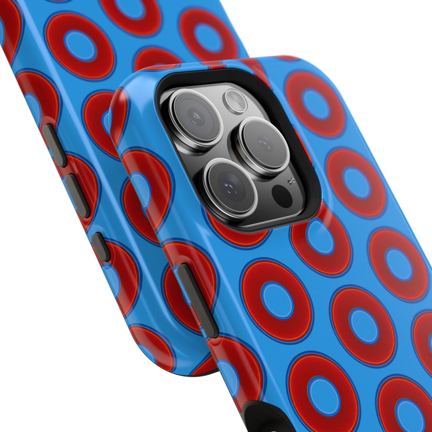Impact-Resistant Lumpy Donut Case - red vivid donut print w/sky royal blue background
