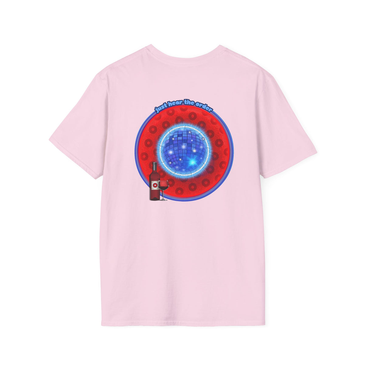 Classic Donut Tee - Unisex Soft-Style - "The Skipper's Donut" - red/blue paradoxical widemouthed donut - variant 1